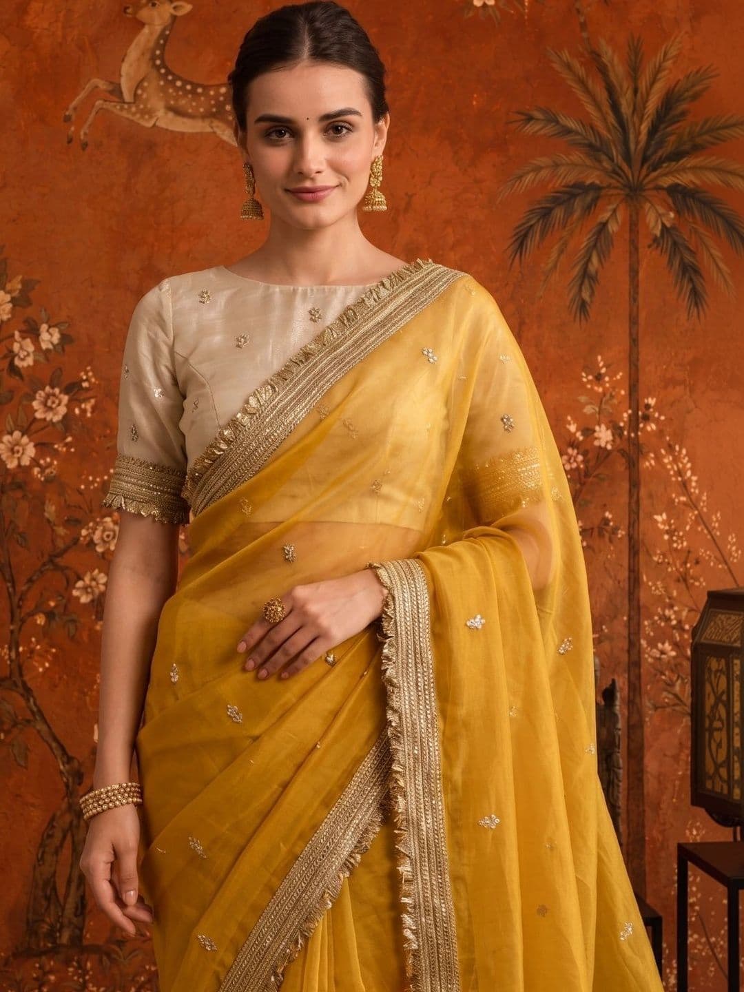 Sangria Embellished Embroidered Satin Saree - view 1