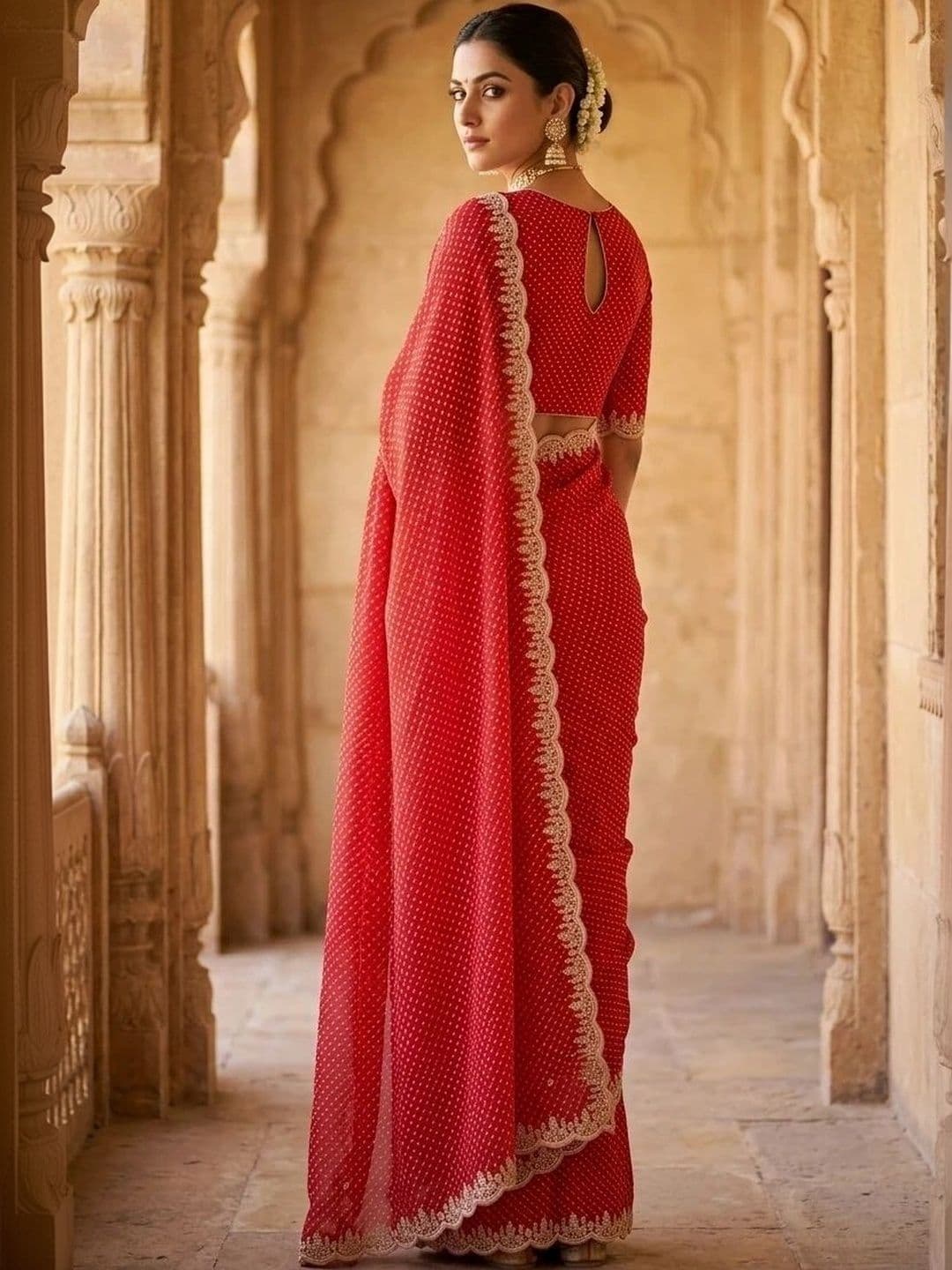Textile Mantra Embroidered Poly Georgette Saree thumbnail 3