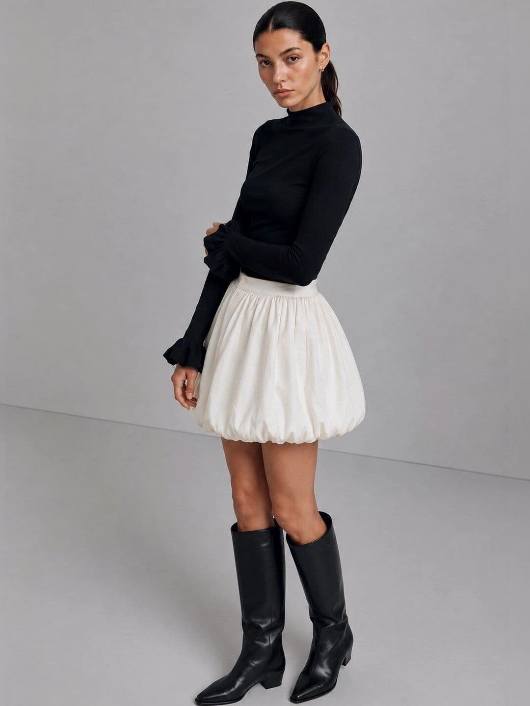 Moda Rapido Women Pure Cotton Mini Balloon Skirt thumbnail 6