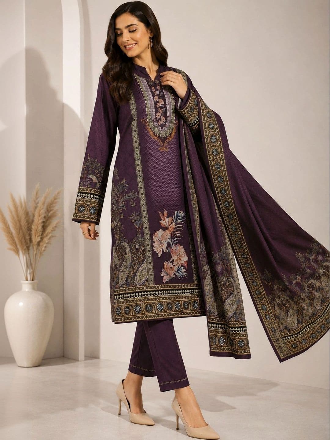 Wool's Kart Women Ethnic Motifs Printed Regular Kurta with Trousers & With Dupatta - view 1