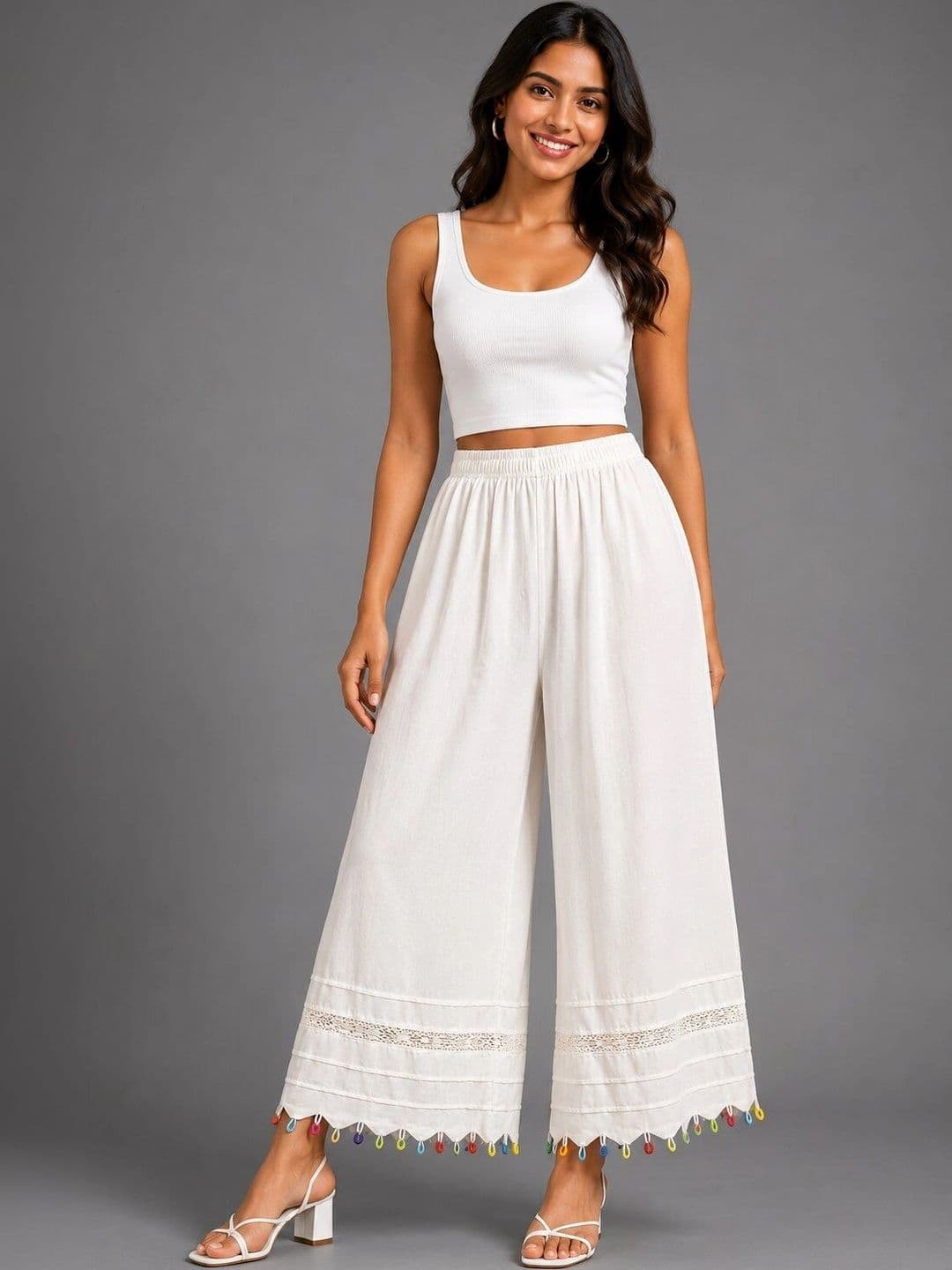 ANBICH DESIGNS Women Embellished Knitted Ethnic Palazzos - view 1