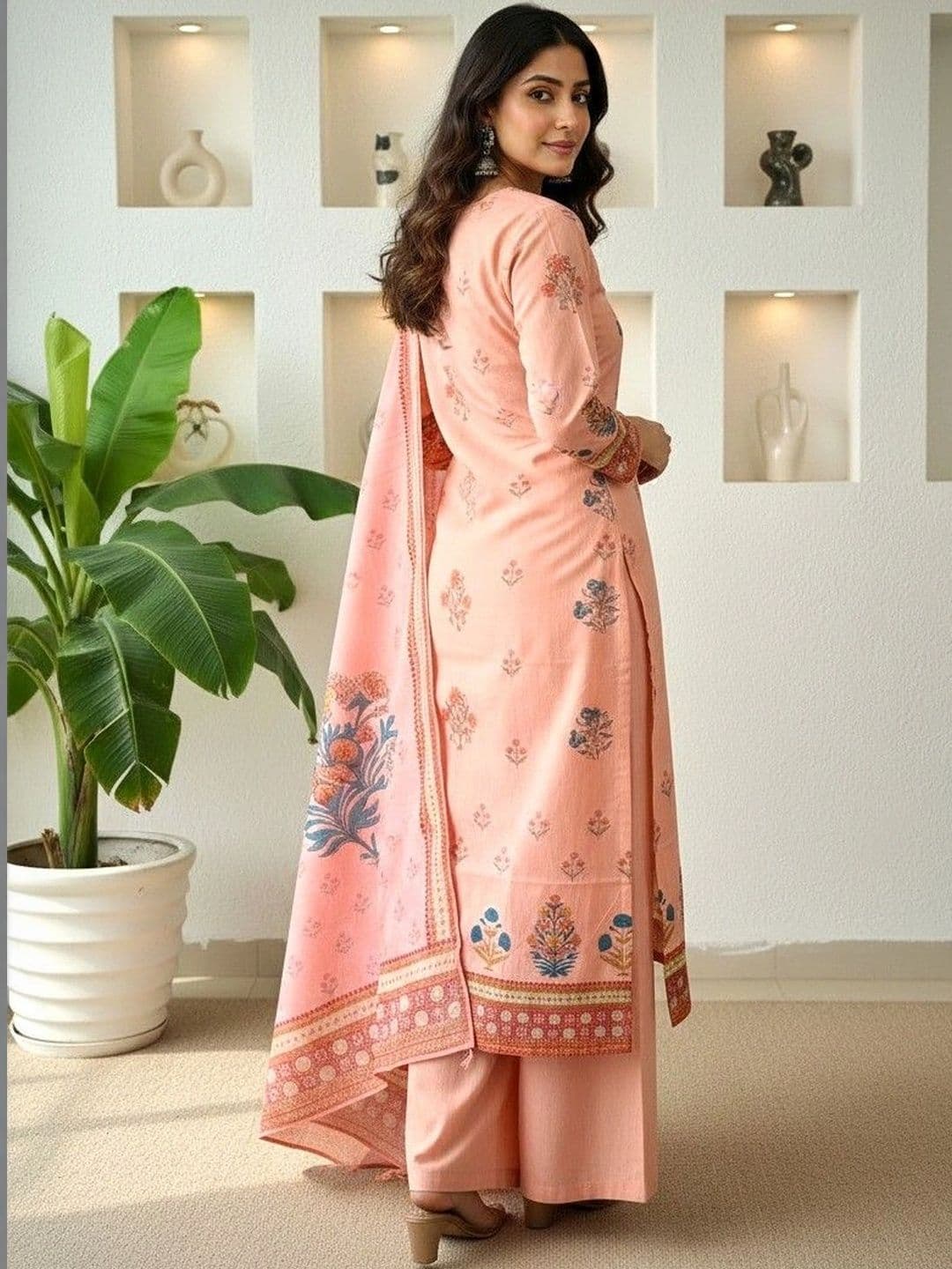 Anouk Women Ethnic Motifs Printed Regular Pure Cotton Kurta with Palazzos & With Dupatta thumbnail 5