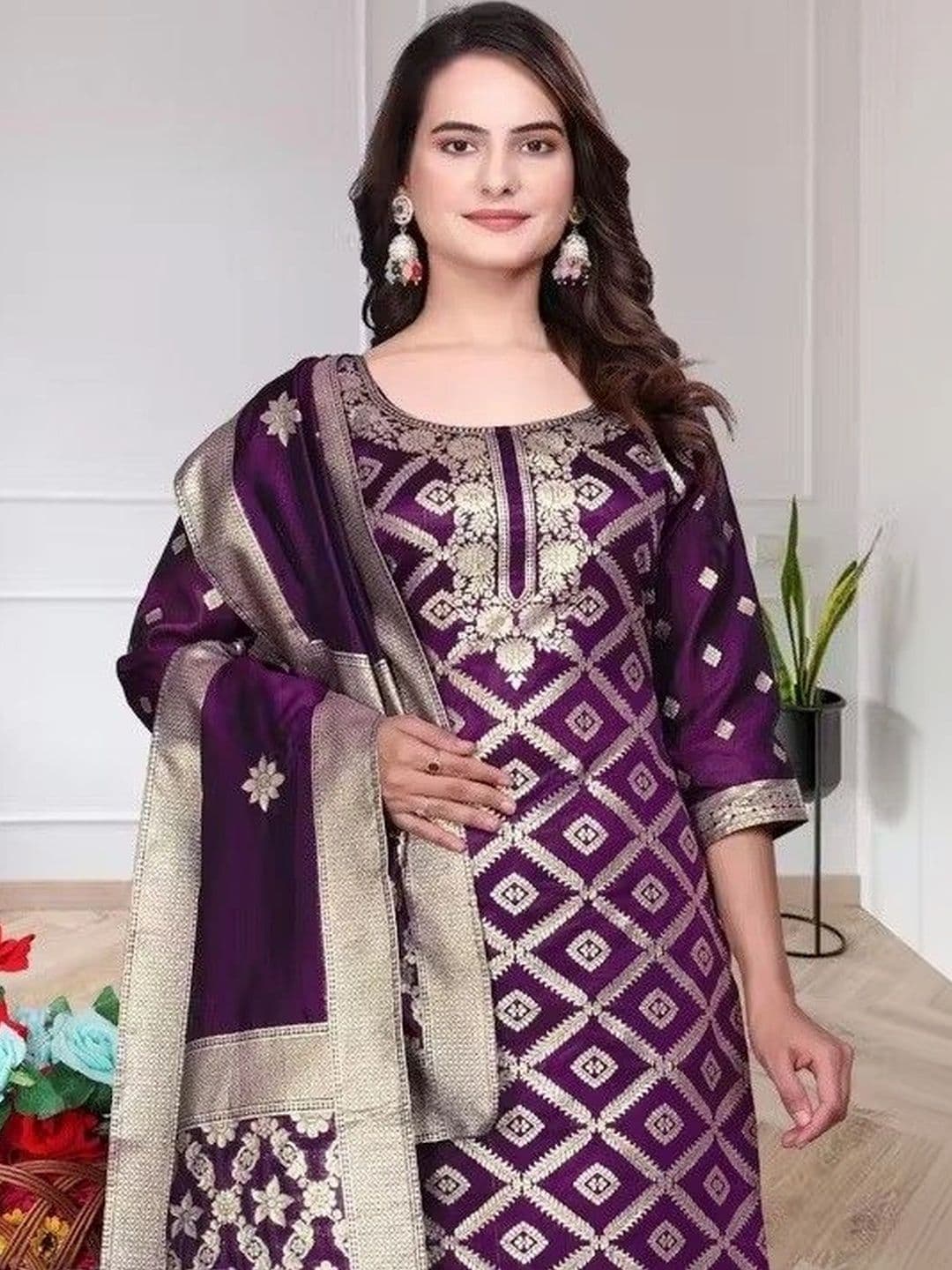 kantuba Art Silk Unstitched Dress Material thumbnail 2