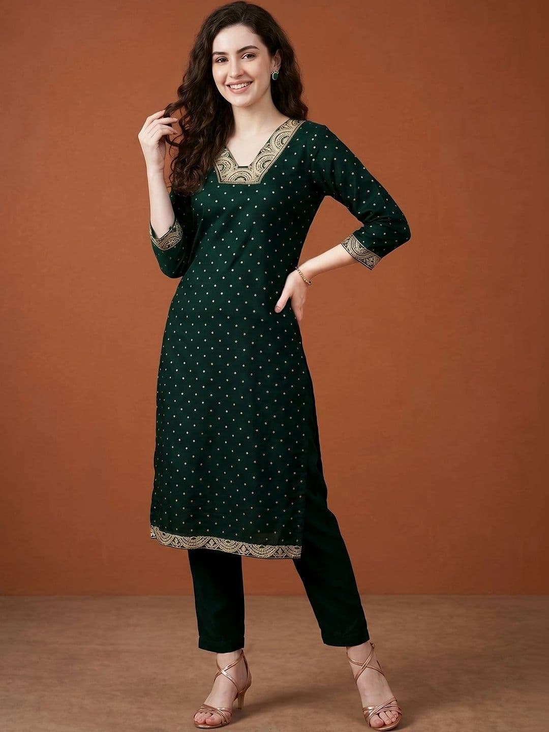 SAINOOR Women Ethnic Motifs Embroidered Regular Kurta with Trousers & With Dupatta thumbnail 6