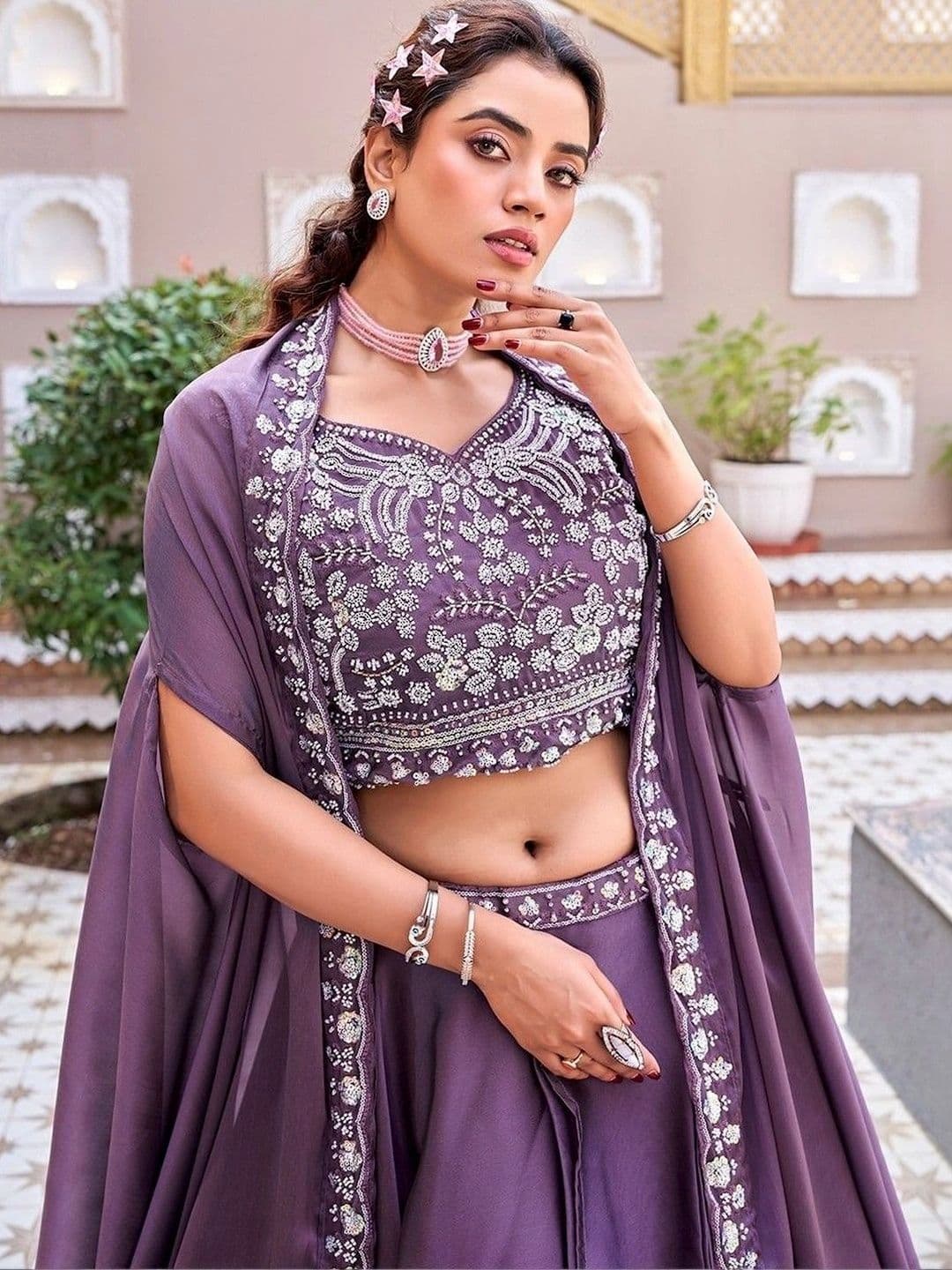 Shree Ram Creation Embellished Sequinned Ready to Wear Lehenga & Blouse With Dupatta thumbnail 2