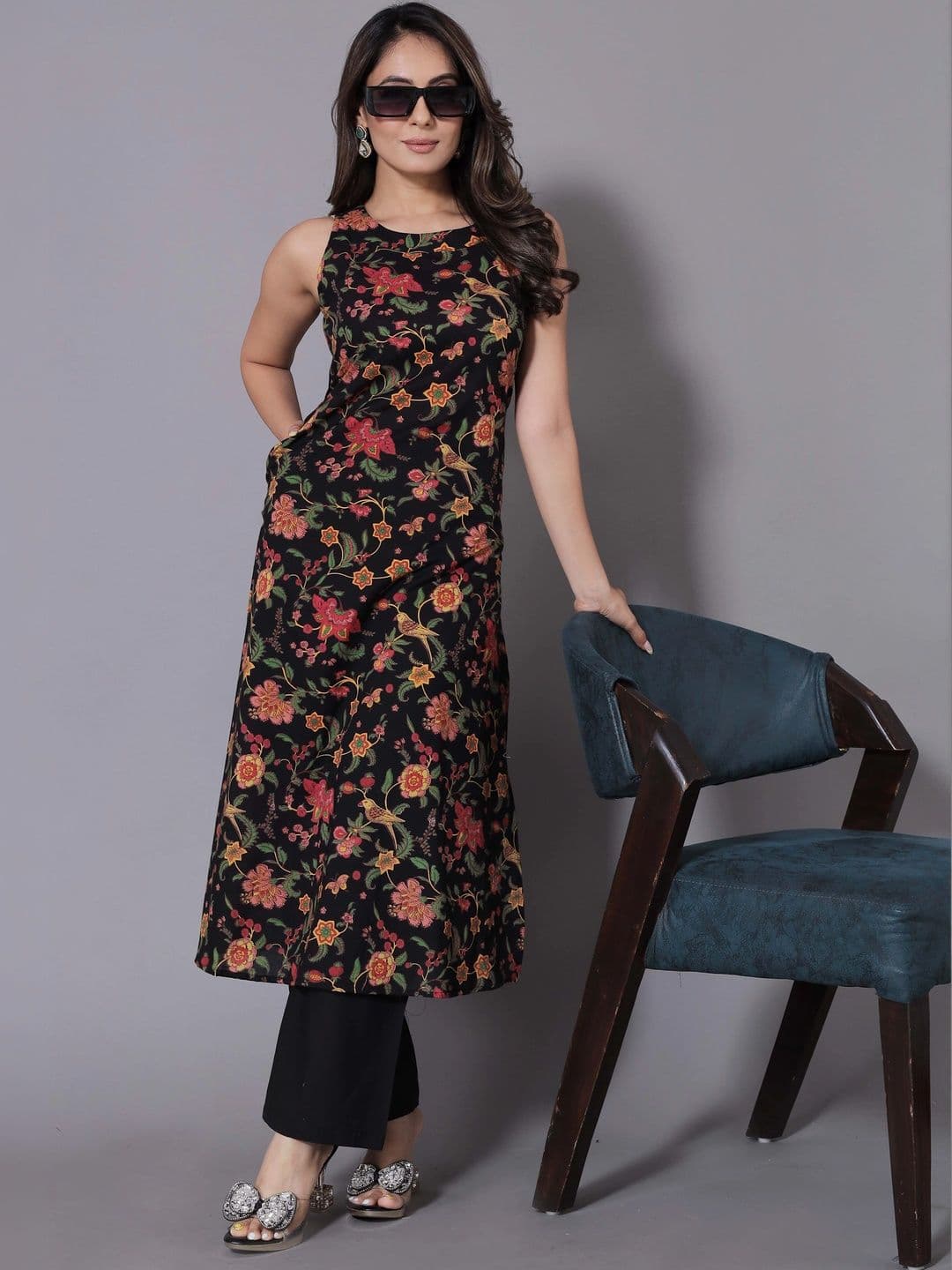 all about you Women Floral Printed Regular Kurta with Trousers - view 1