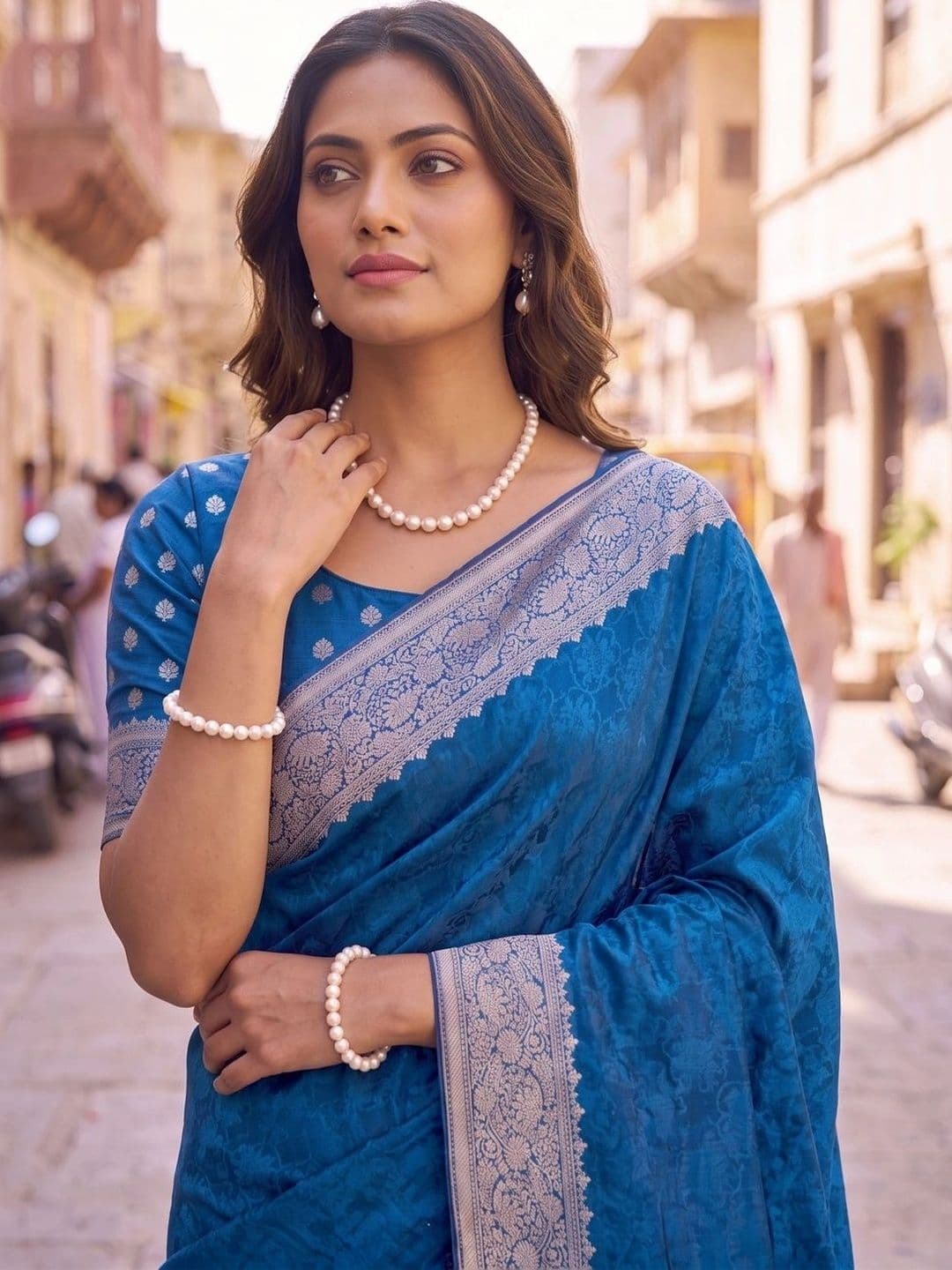 SOURAGYA Woven Design Zari Satin Designer Banarasi Saree thumbnail 5