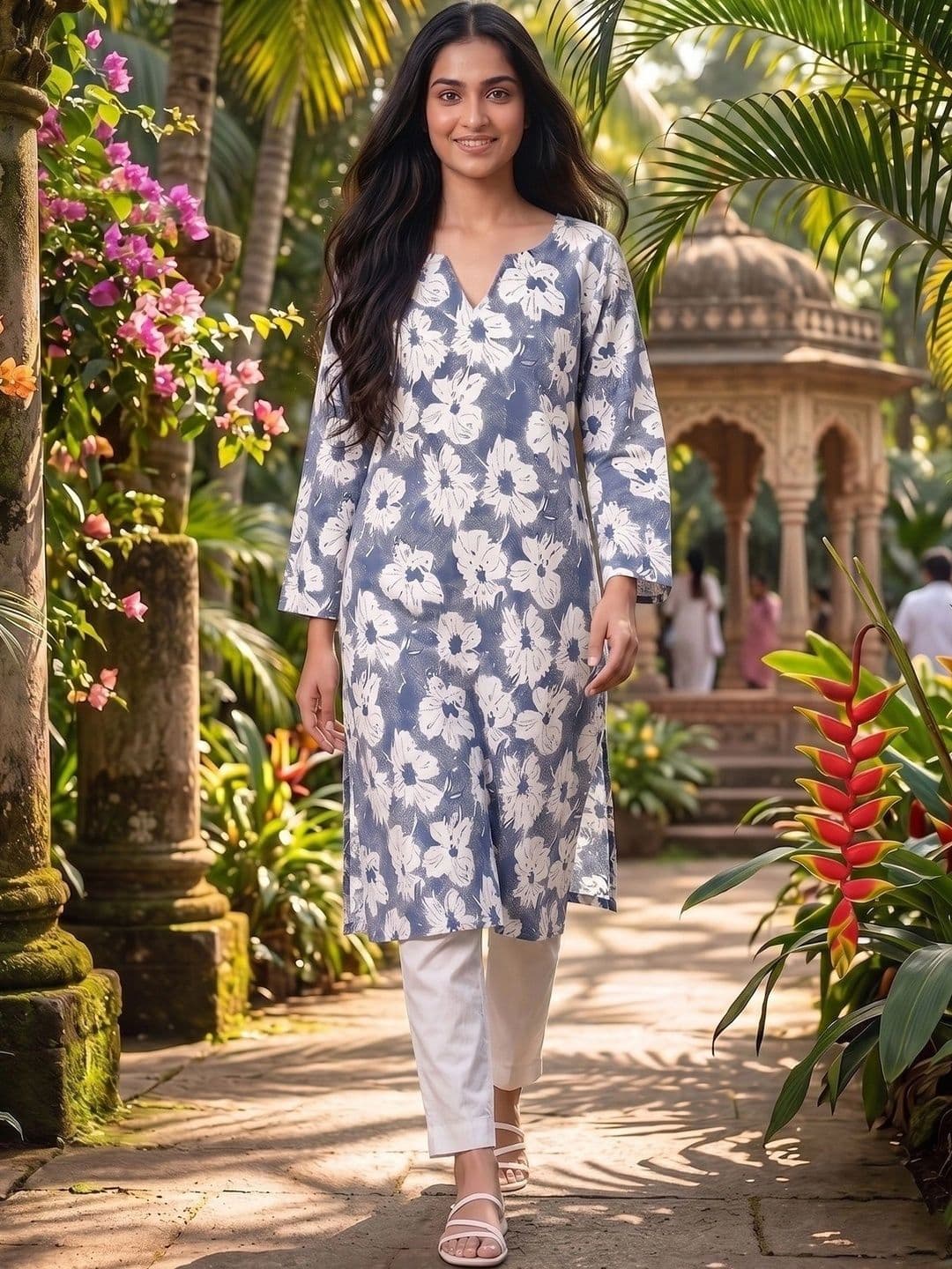 KALINI Women Floral Printed Floral Kurta thumbnail 7