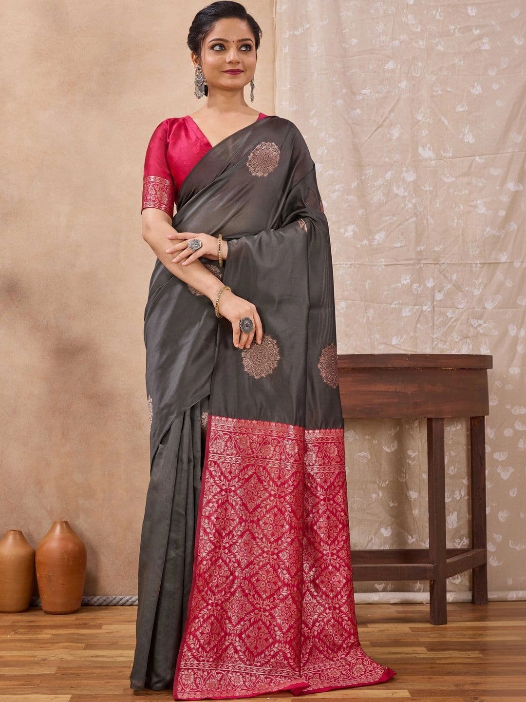 FIXAL FASHION Woven Design Zari Art Silk Saree - view 1