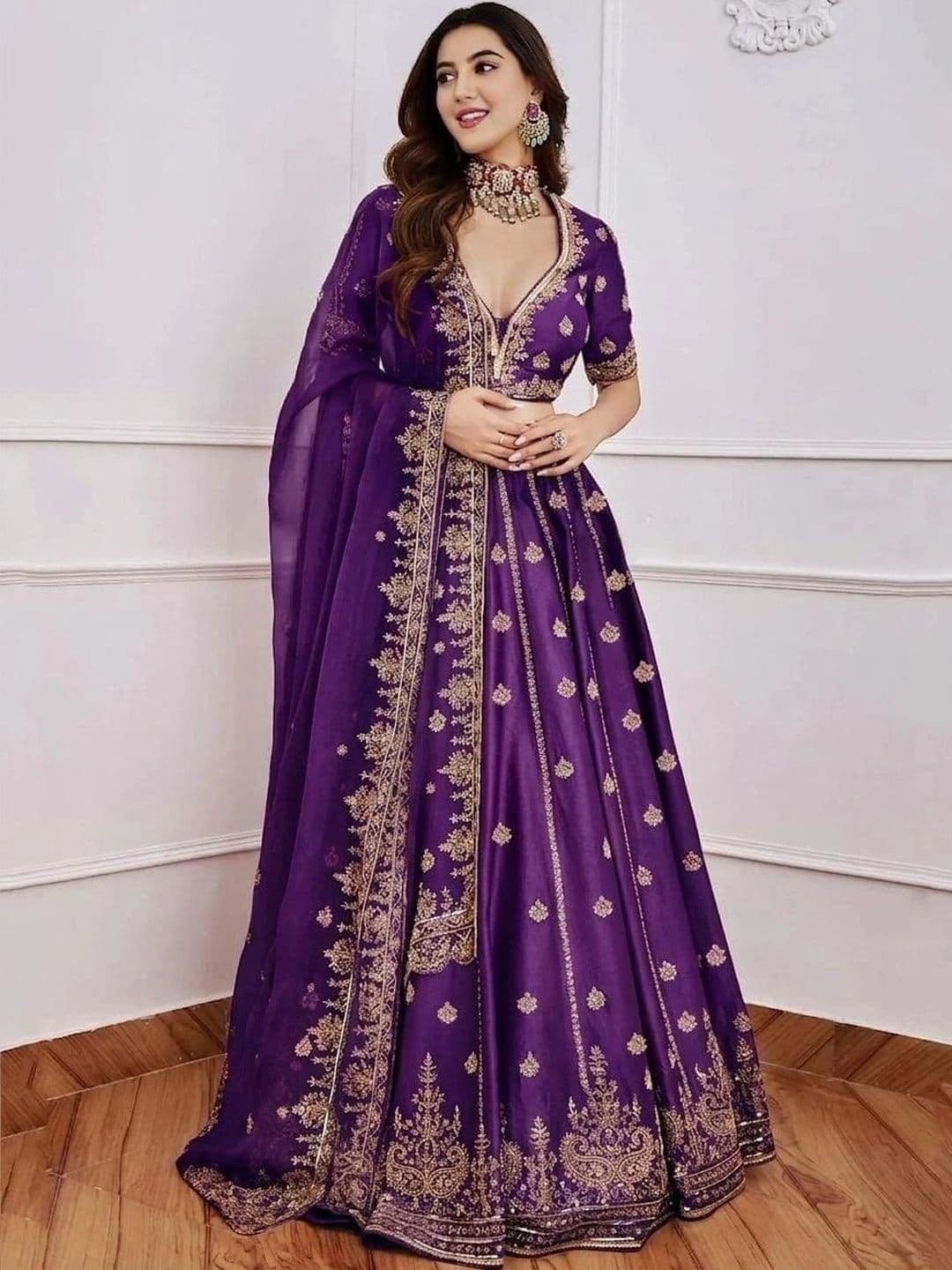 VASTRYN Embroidered Ready to Wear Lehenga & Unstitched Blouse With Dupatta - view 1