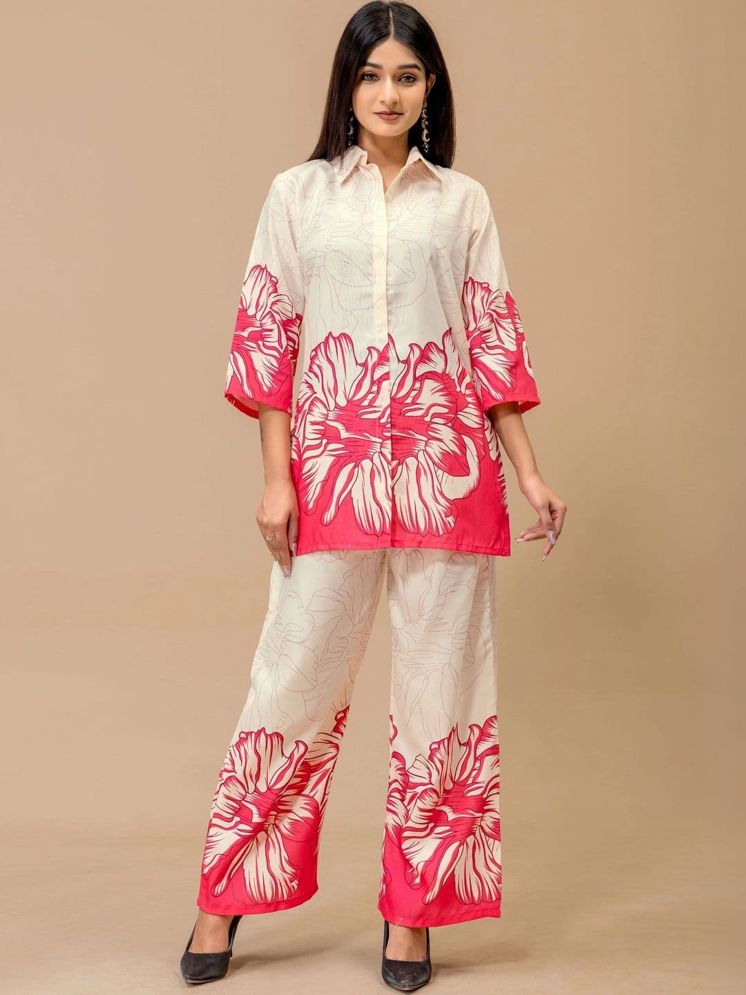 SAINOOR Women Floral Printed Regular Pure Cotton Kurta with Palazzos thumbnail 6