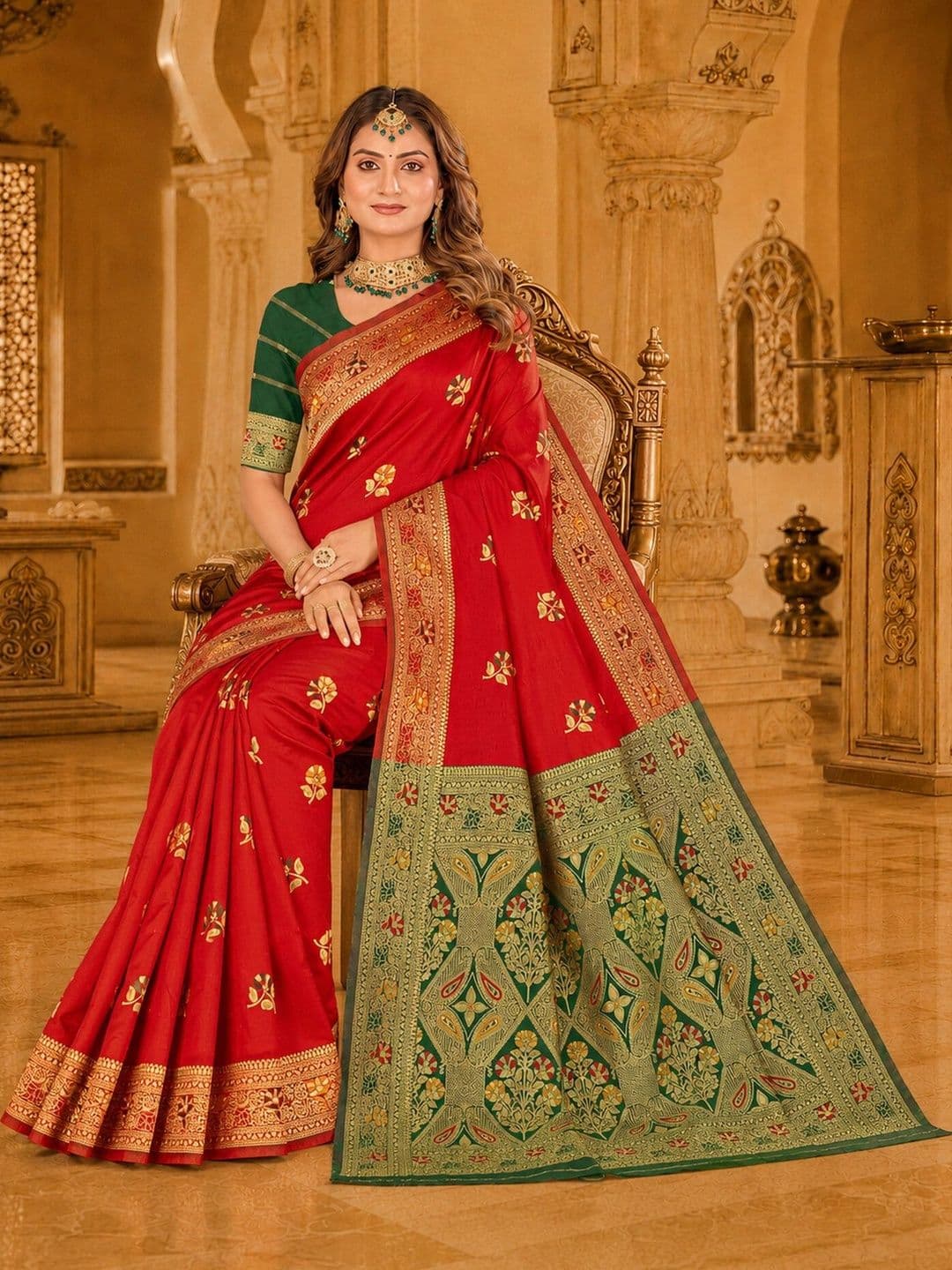 Dimaxi Vastra Woven Design Zari Silk Blend Kota Saree thumbnail 7