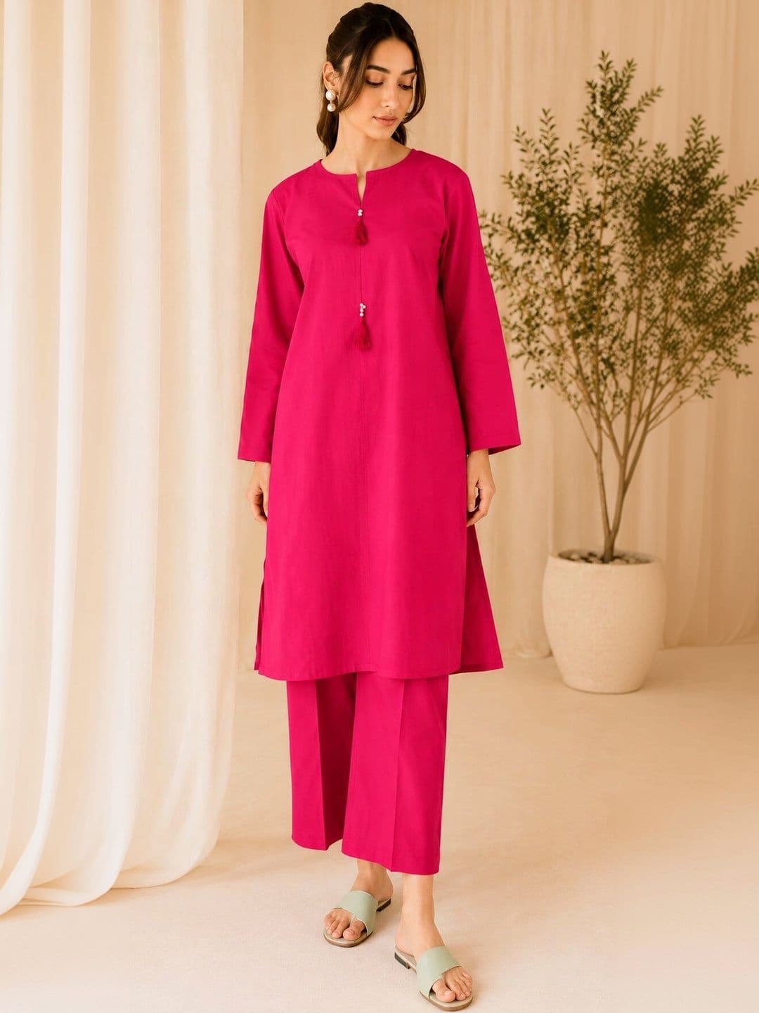 RAJAM Women Regular Kurta with Trousers thumbnail 2