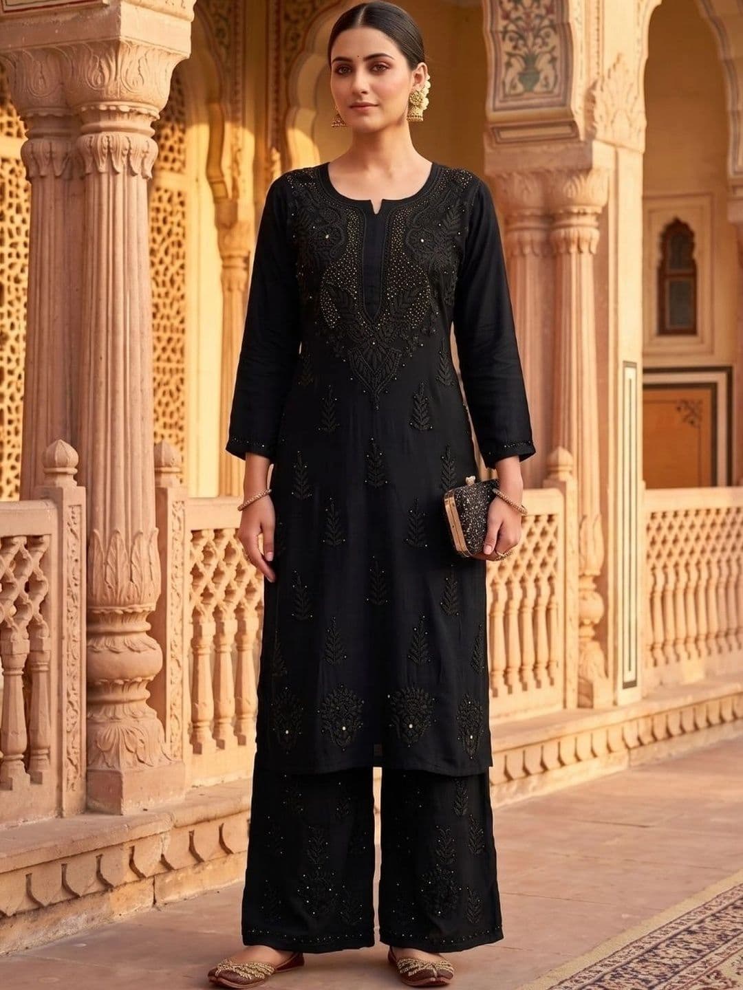 Meiraas Studios Women Ethnic Motifs Embroidered Regular Thread Work Kurta with Palazzos - view 1