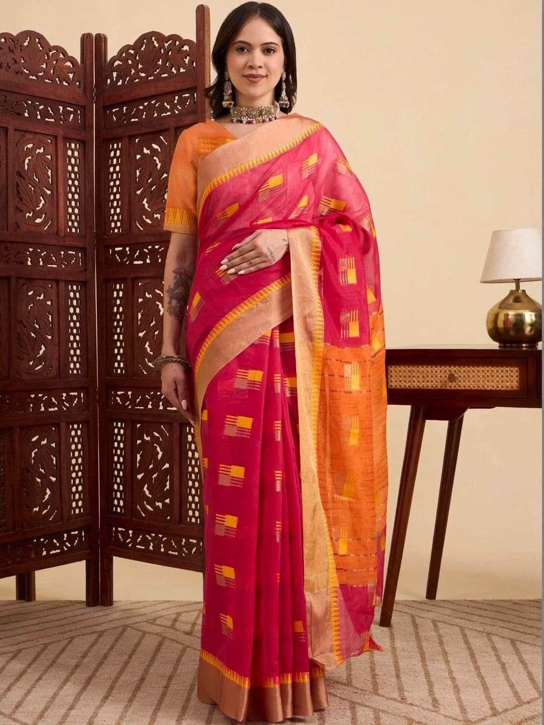 Sangria Woven Design Zari Designer Kota Saree thumbnail 2