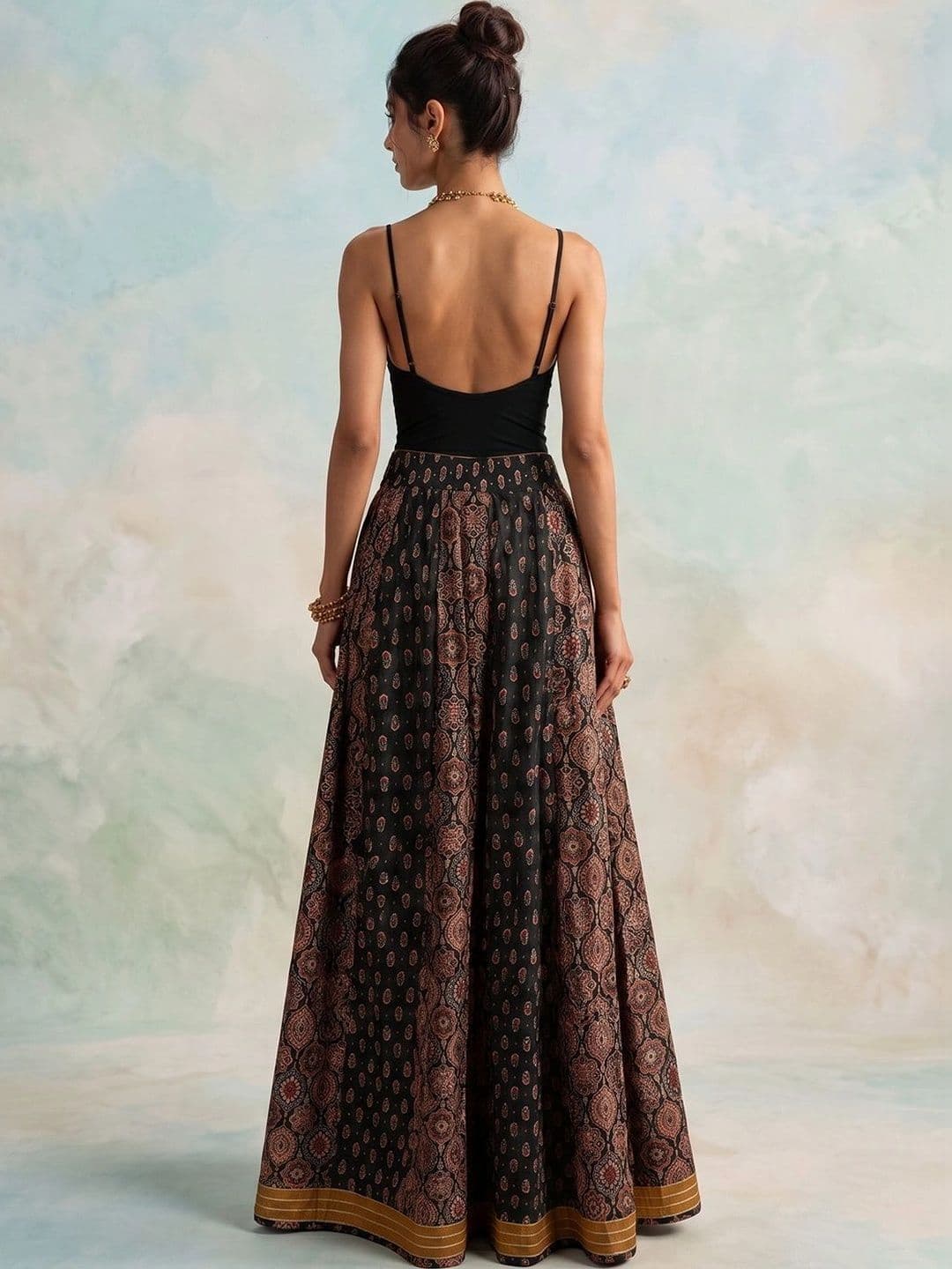 AADVIKA Women Cotton Cambric Paisley Maxi Flared Skirt thumbnail 5