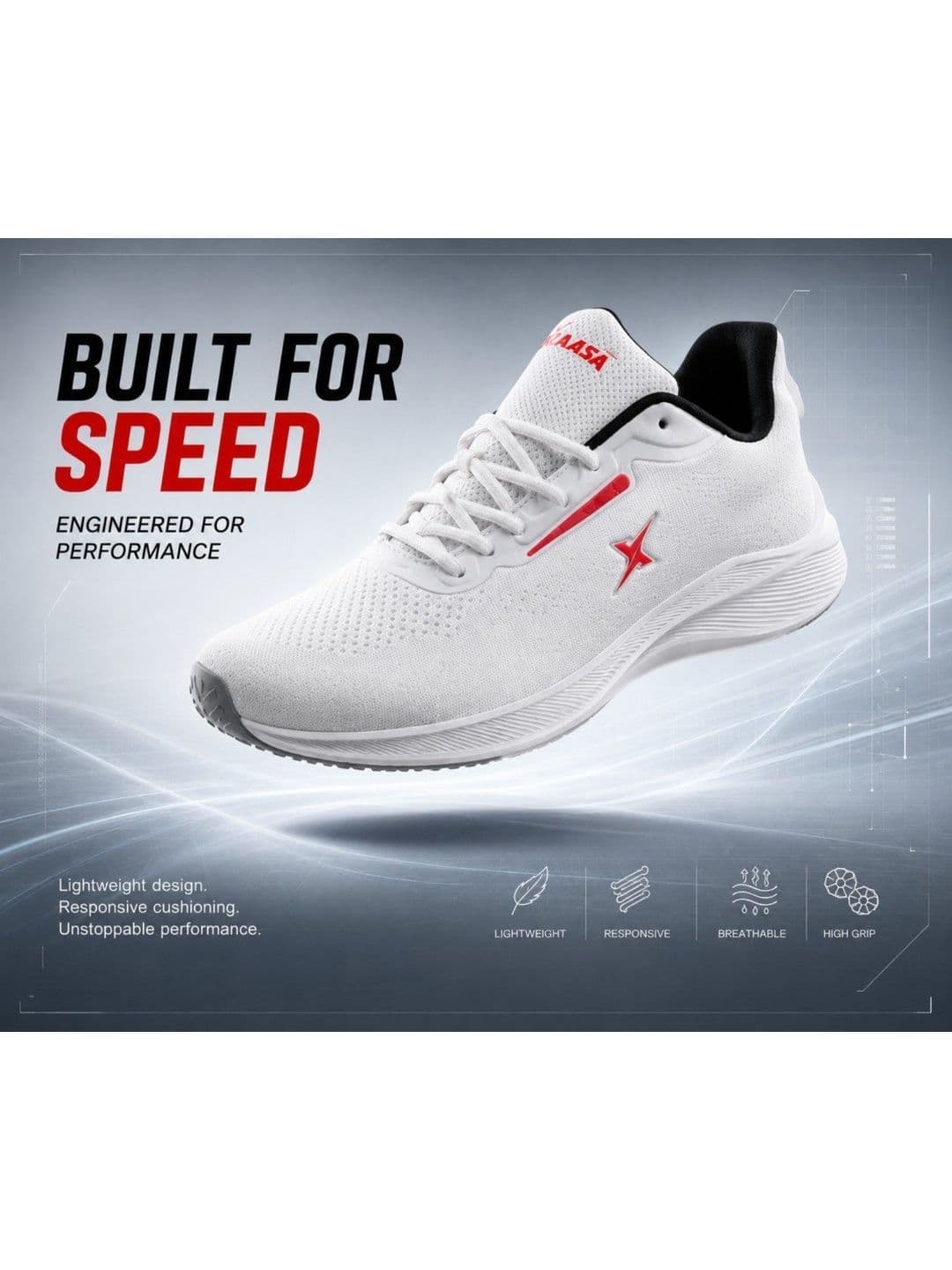 KRAASA Men Textile Running Non-Marking Shoes thumbnail 5