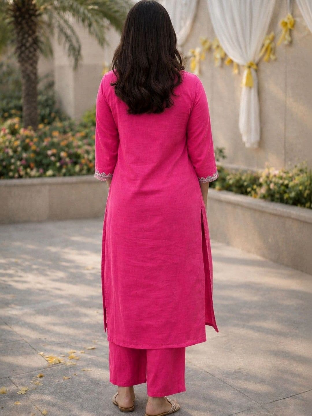 Moda Rapido Women Ethnic Motifs Embroidered Regular Thread Work Pure Cotton Kurta with Palazzos thumbnail 2