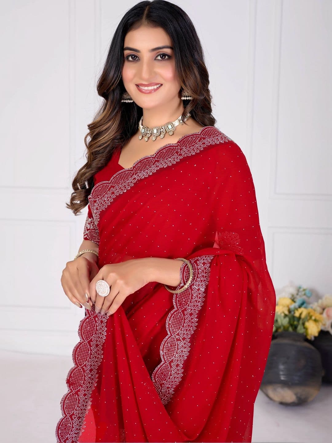 RENBRIZA Poly Georgette Saree - view 1