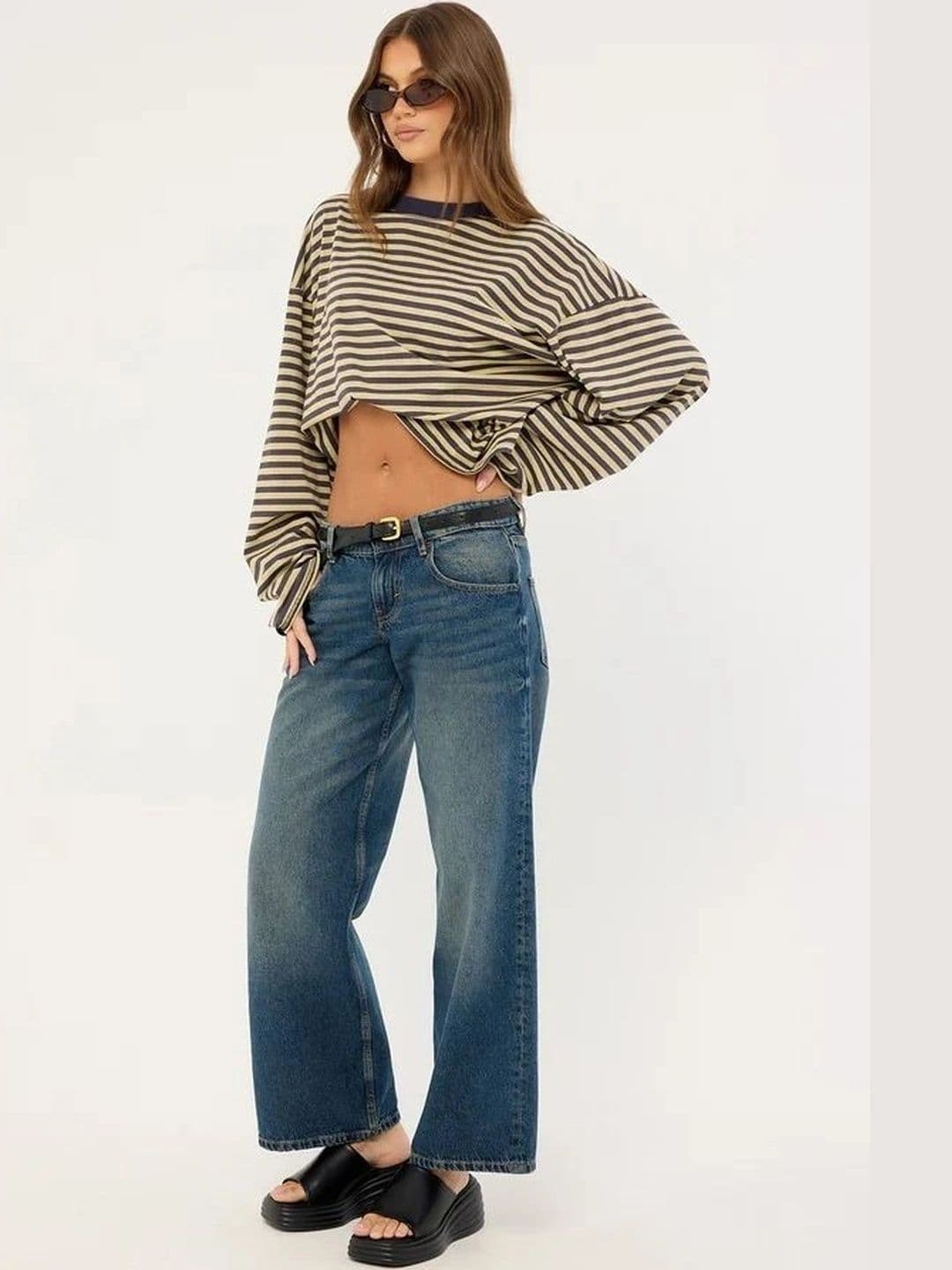 Aadvi Fashion Women Super Wide Leg High-Rise Stretchable Jeans thumbnail 2