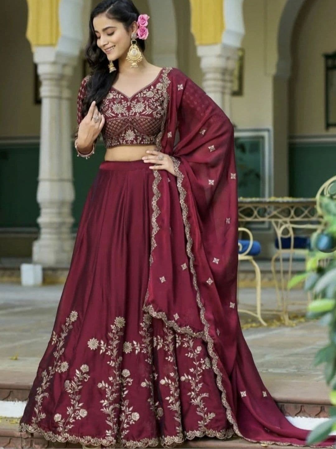 KALINI Embroidered Ready to Wear Lehenga & Unstitched Blouse With Dupatta - view 1