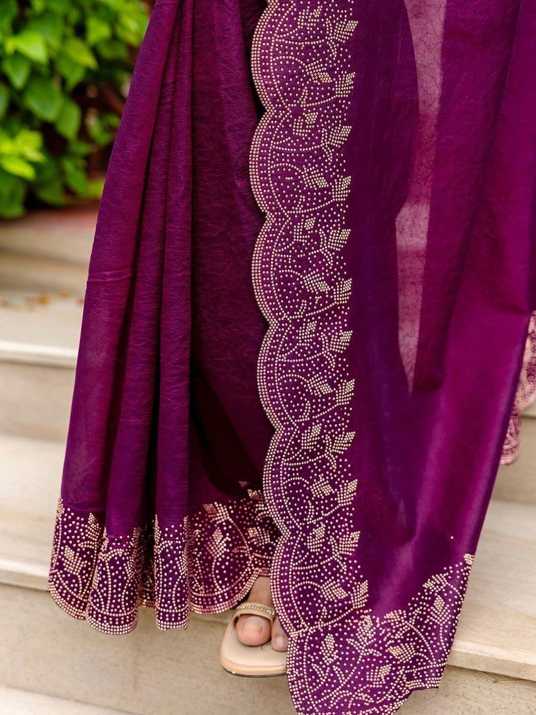 Satrani Embellished Beads and Stones Tissue Designer Saree thumbnail 2