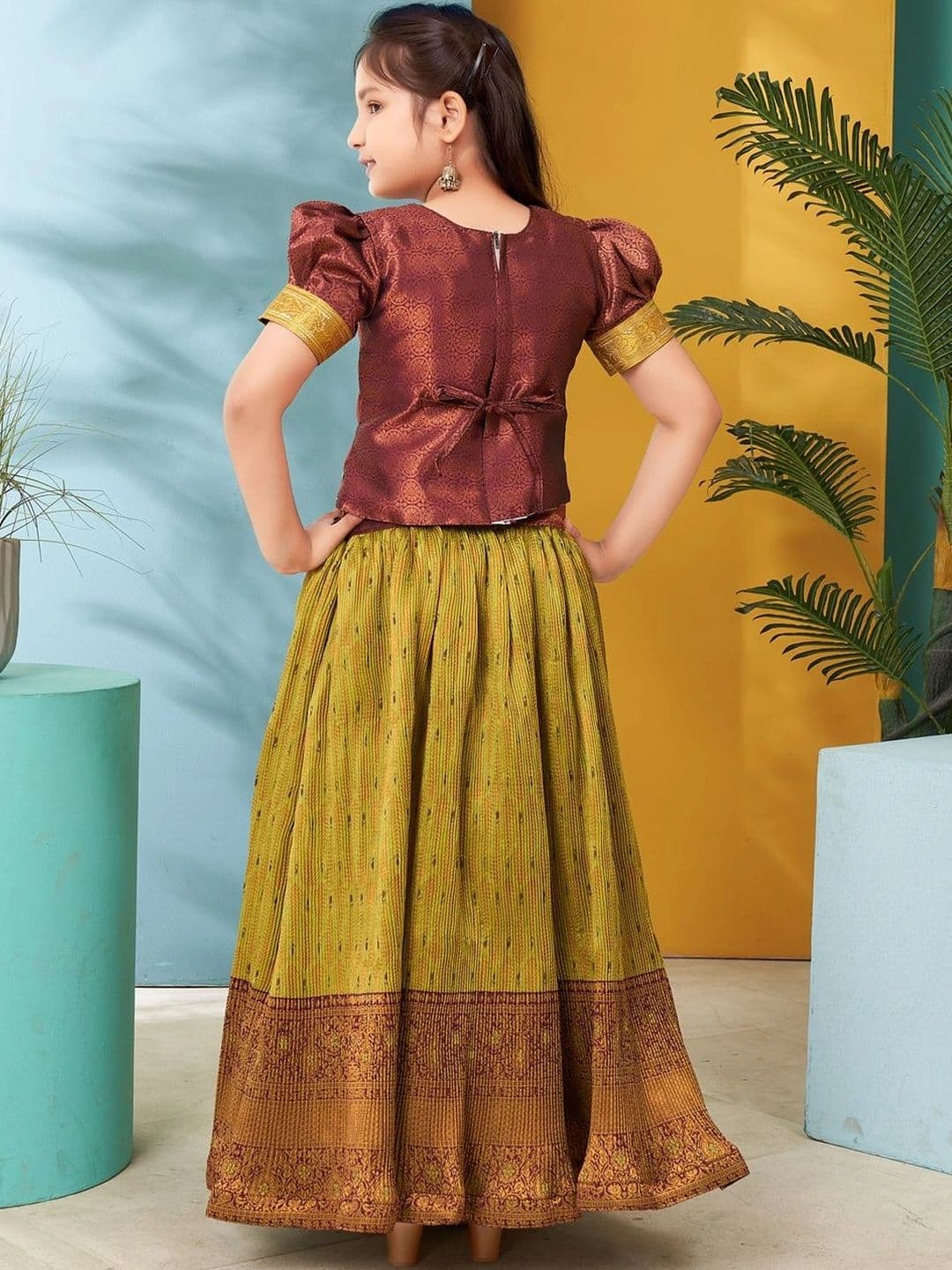 BAESD Girls Embellished Thread Work Ready to Wear Lehenga & thumbnail 5