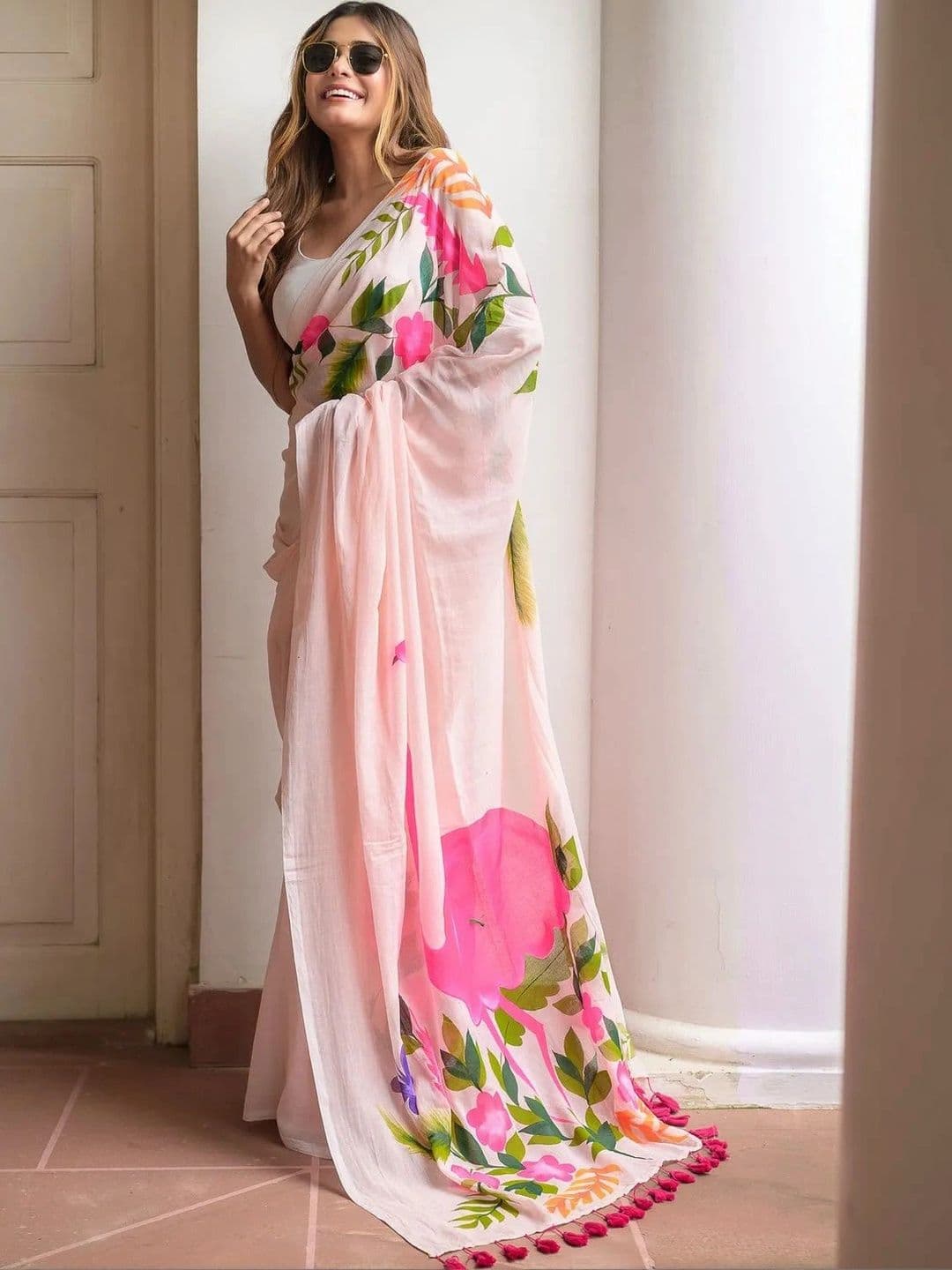 ALMAARI FASHION Floral Pure Cotton Designer Khadi Saree thumbnail 6
