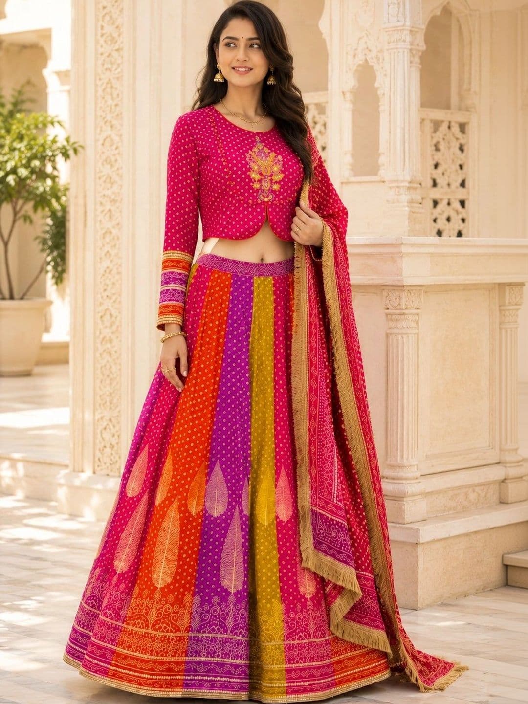 Anouk Printed Thread Work Ready to Wear Lehenga & Blouse With Dupatta thumbnail 2