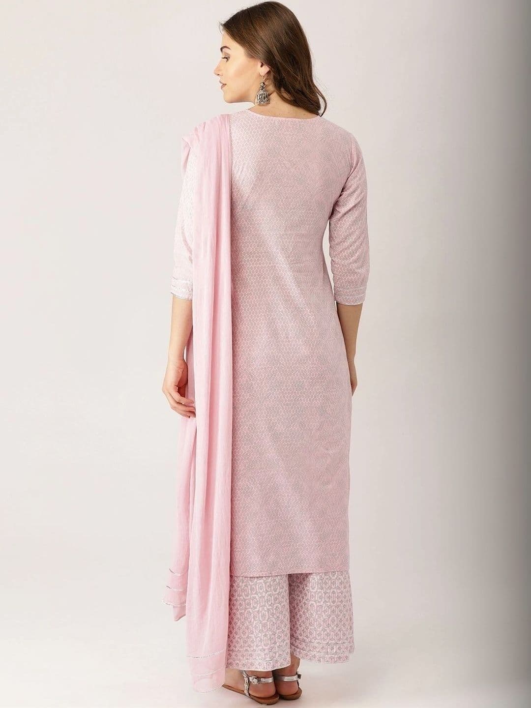 Utsavya Women Ethnic Motifs Printed Regular Pure Cotton Kurta with Palazzos & With Dupatta thumbnail 2