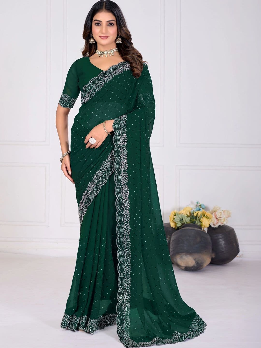 RENBRIZA Poly Georgette Saree - view 1