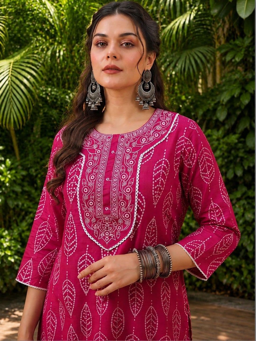 KJTRENDS Women Ethnic Motifs Printed Regular Pure Cotton Kurta with Trousers - view 1