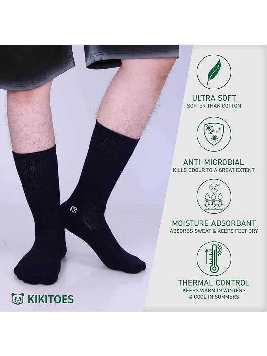 Kikitoes Men Pack of 3 Diabetic Bamboo Assorted Above Ankle Socks thumbnail 7
