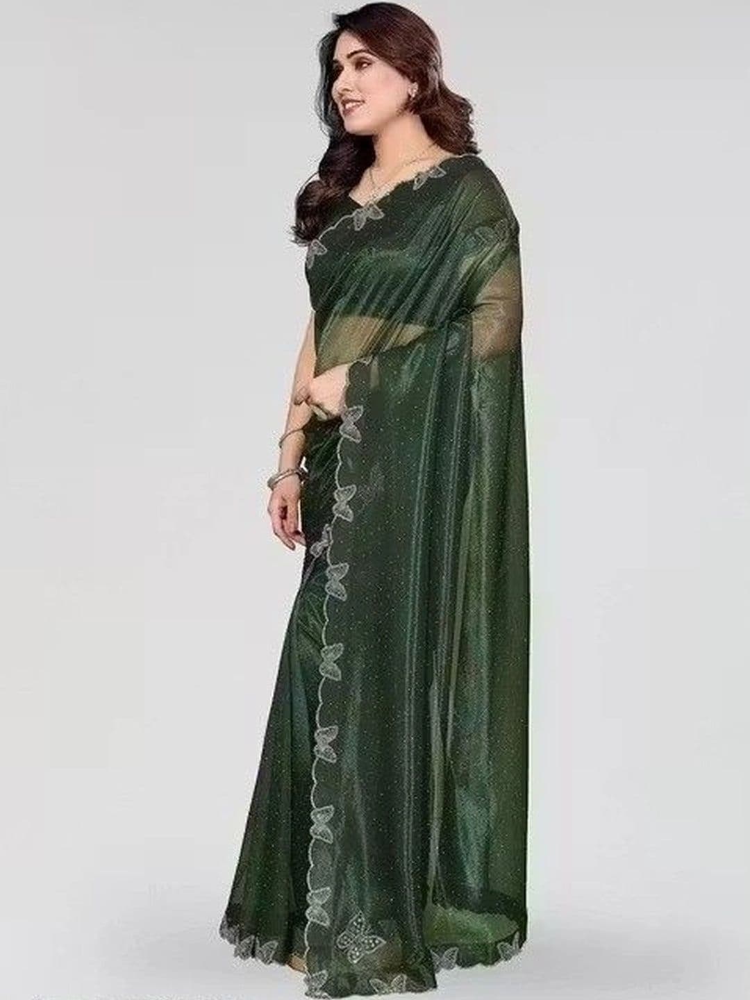 RENBRIZA Embroidered Net Saree thumbnail 3