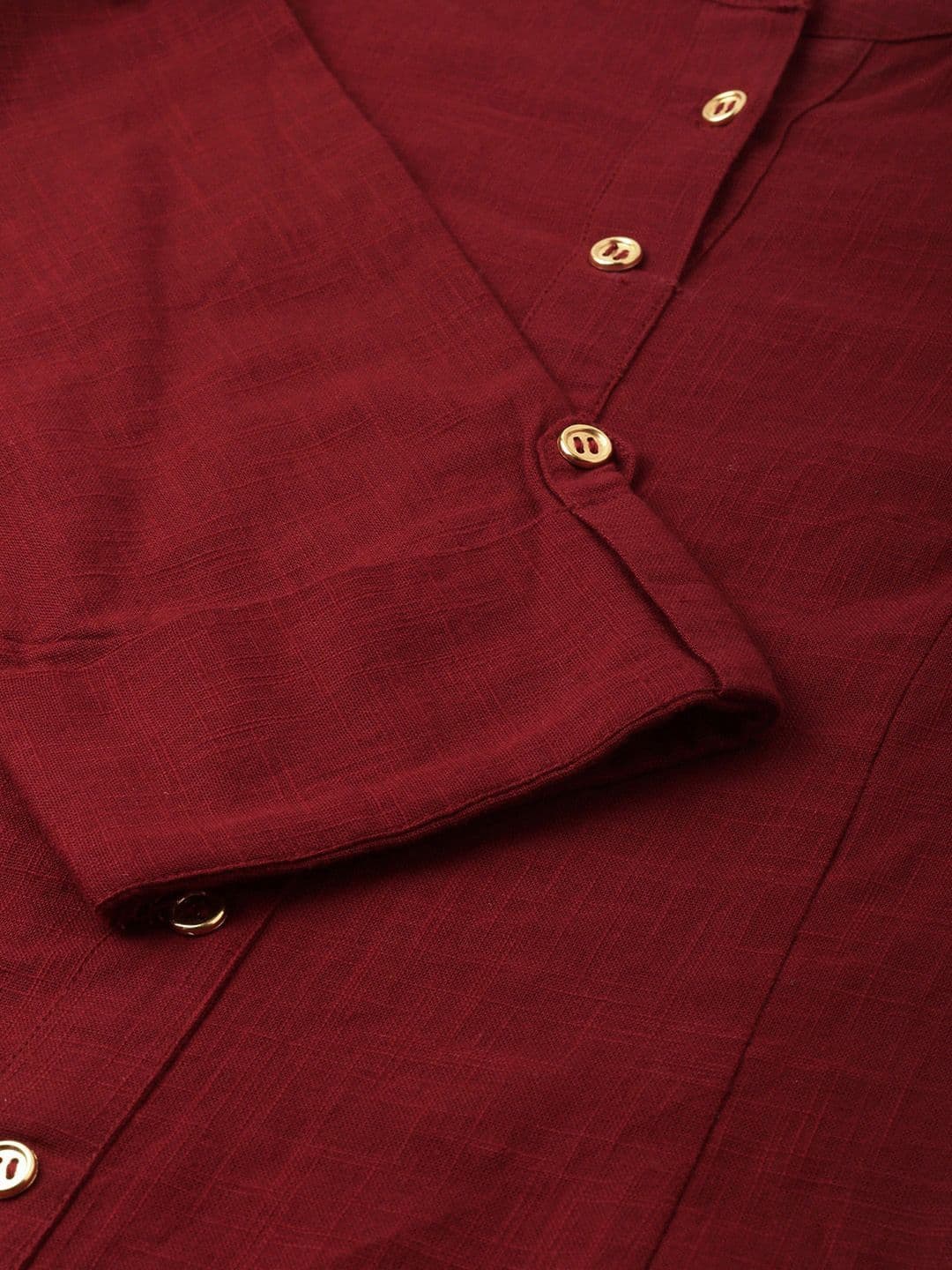 KALINI Mandarin Collar Roll-Up Sleeves Pure Cotton Straight Kurta With Printed Palazzo thumbnail 4