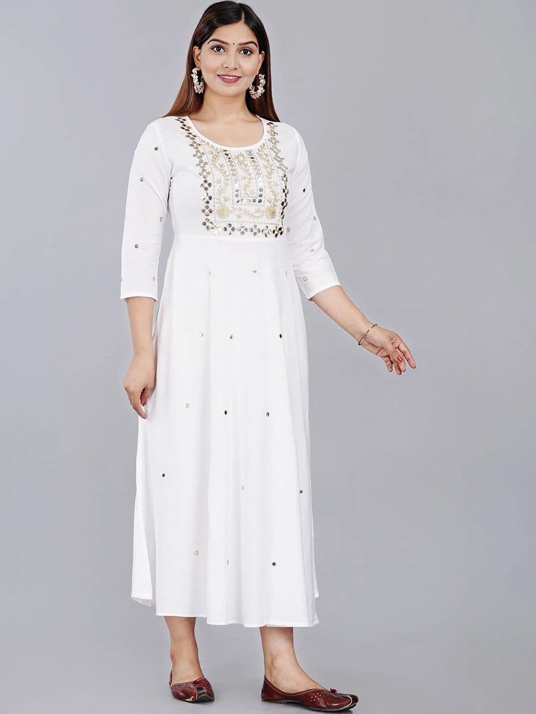 CANGO Women Floral Embroidered Fit & Flare Ethnic Dress thumbnail 2