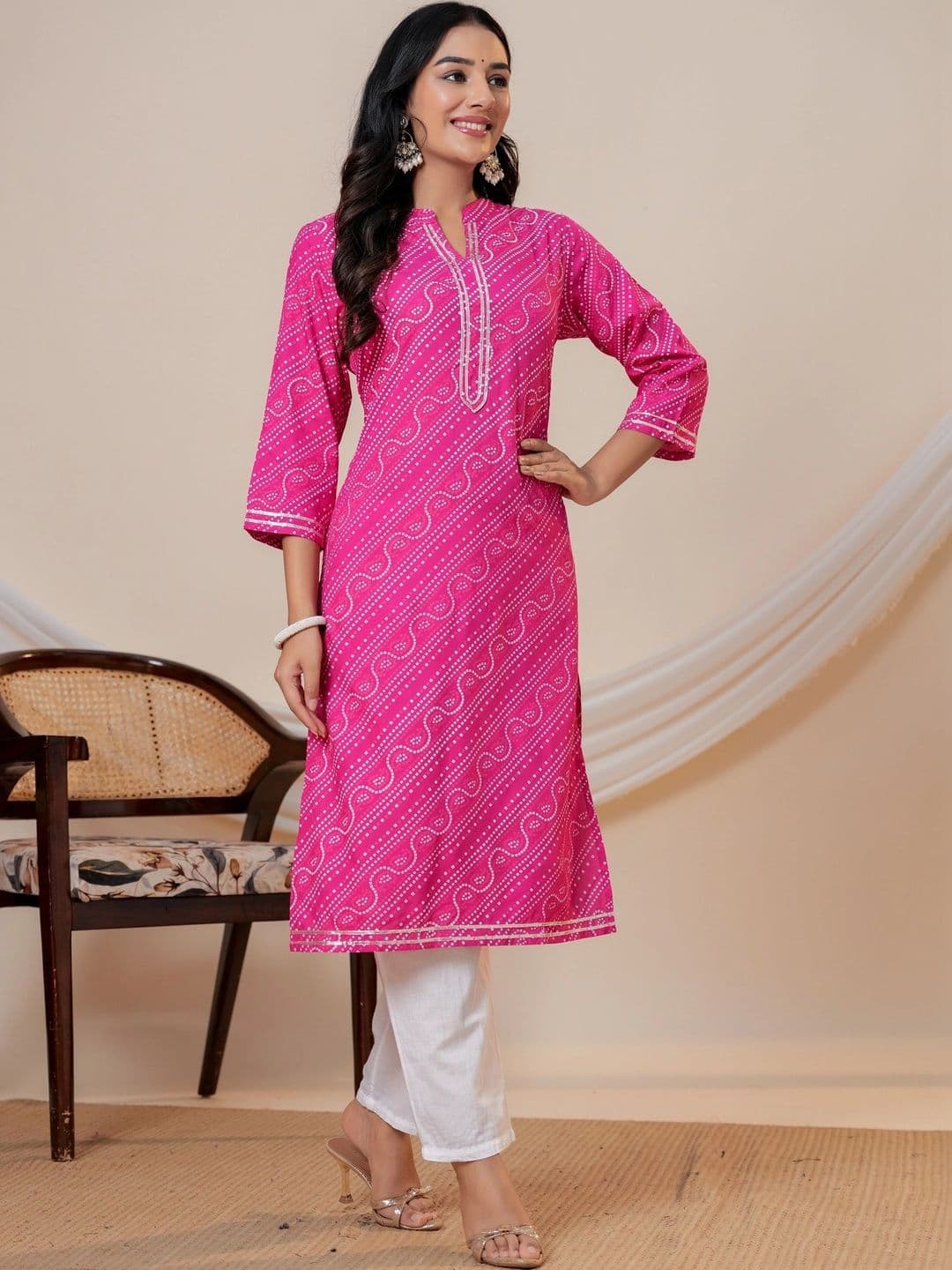 JAIPUR SARAI Women Ethnic Motifs Printed Thread Work Kurta thumbnail 4