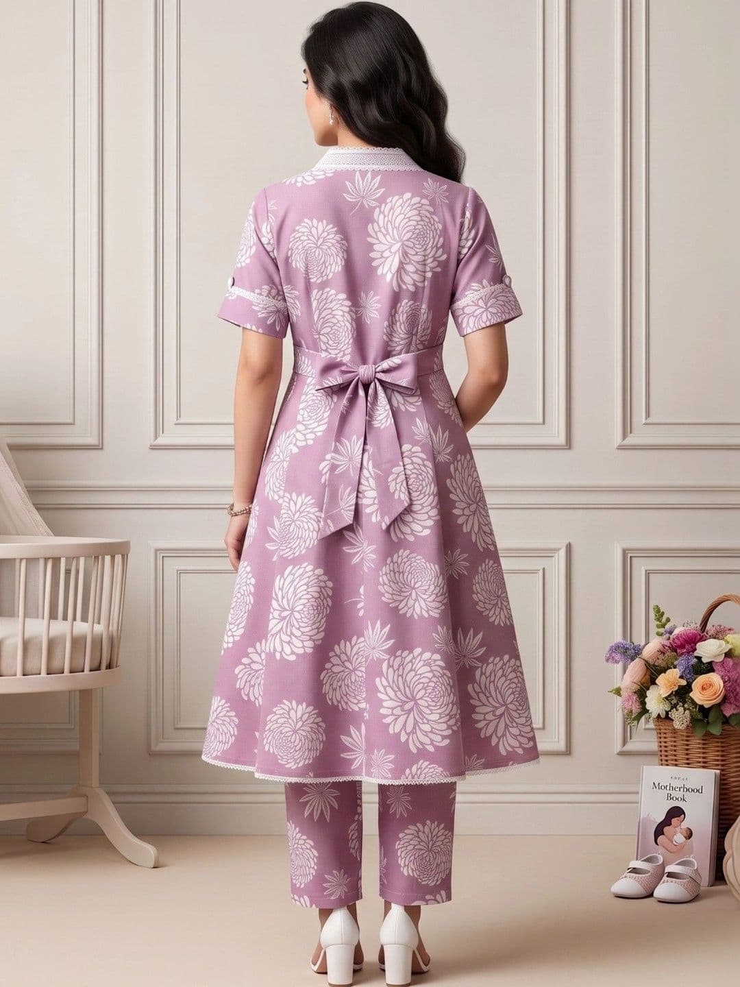 DUMMY SHAPE Women Floral Printed Empire Kurta with Trousers thumbnail 7