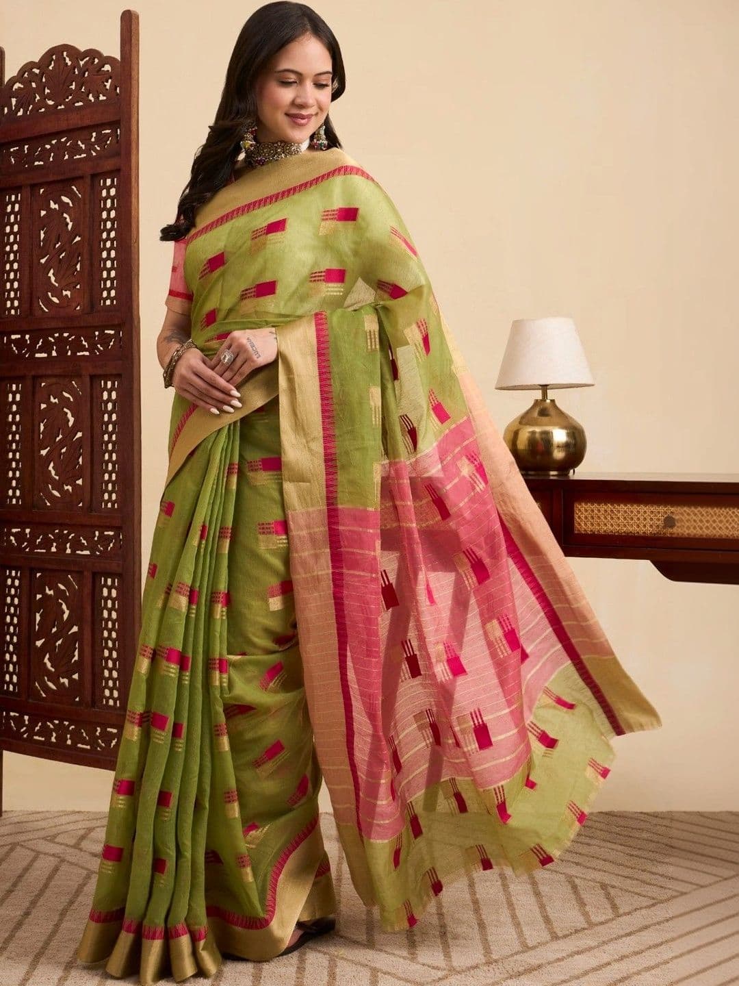 Sangria Woven Design Zari Designer Kota Saree thumbnail 3