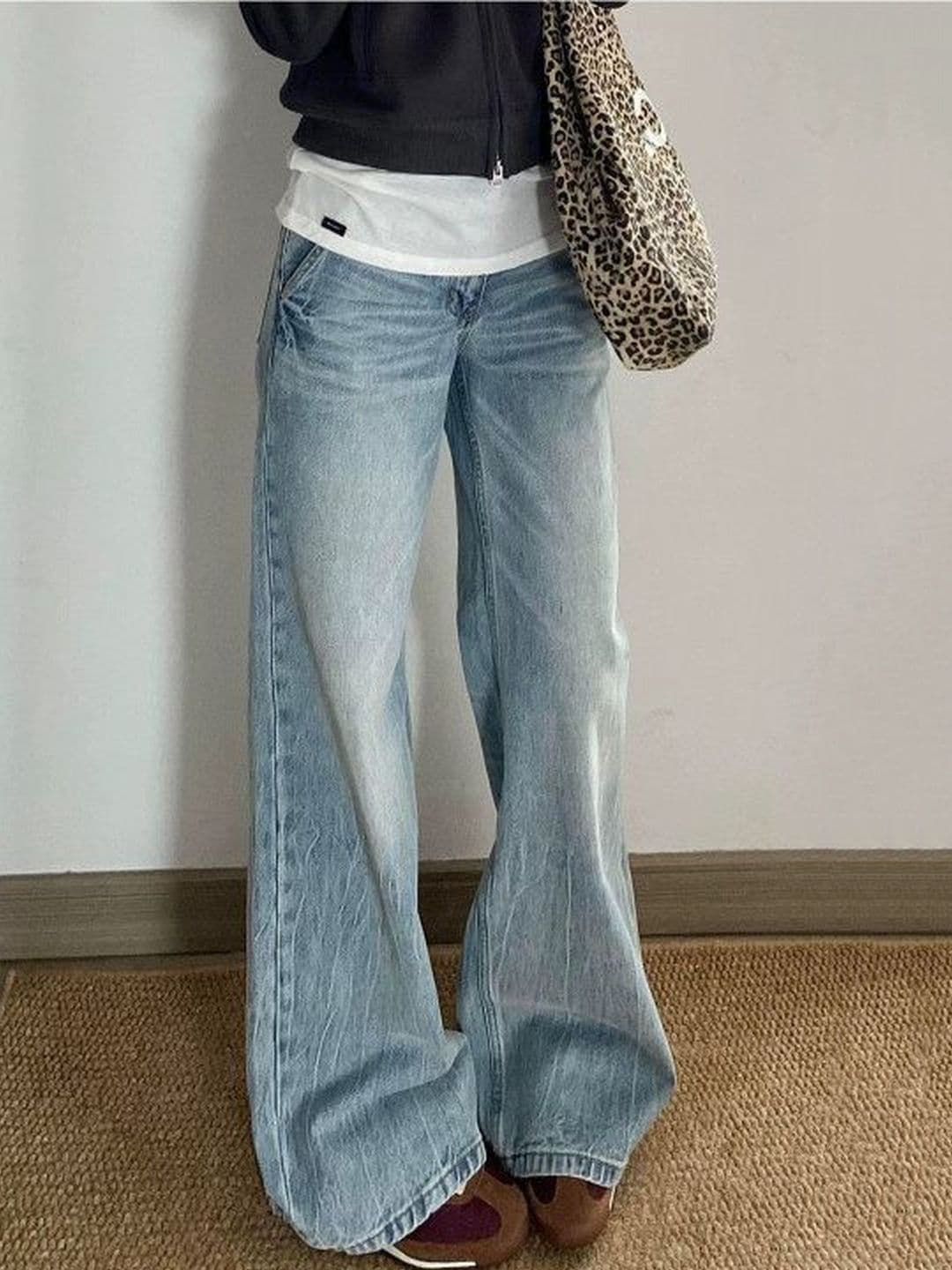 StyleCast Women Wide Leg Mid-Rise Light Fade Stretchable Jeans - view 1