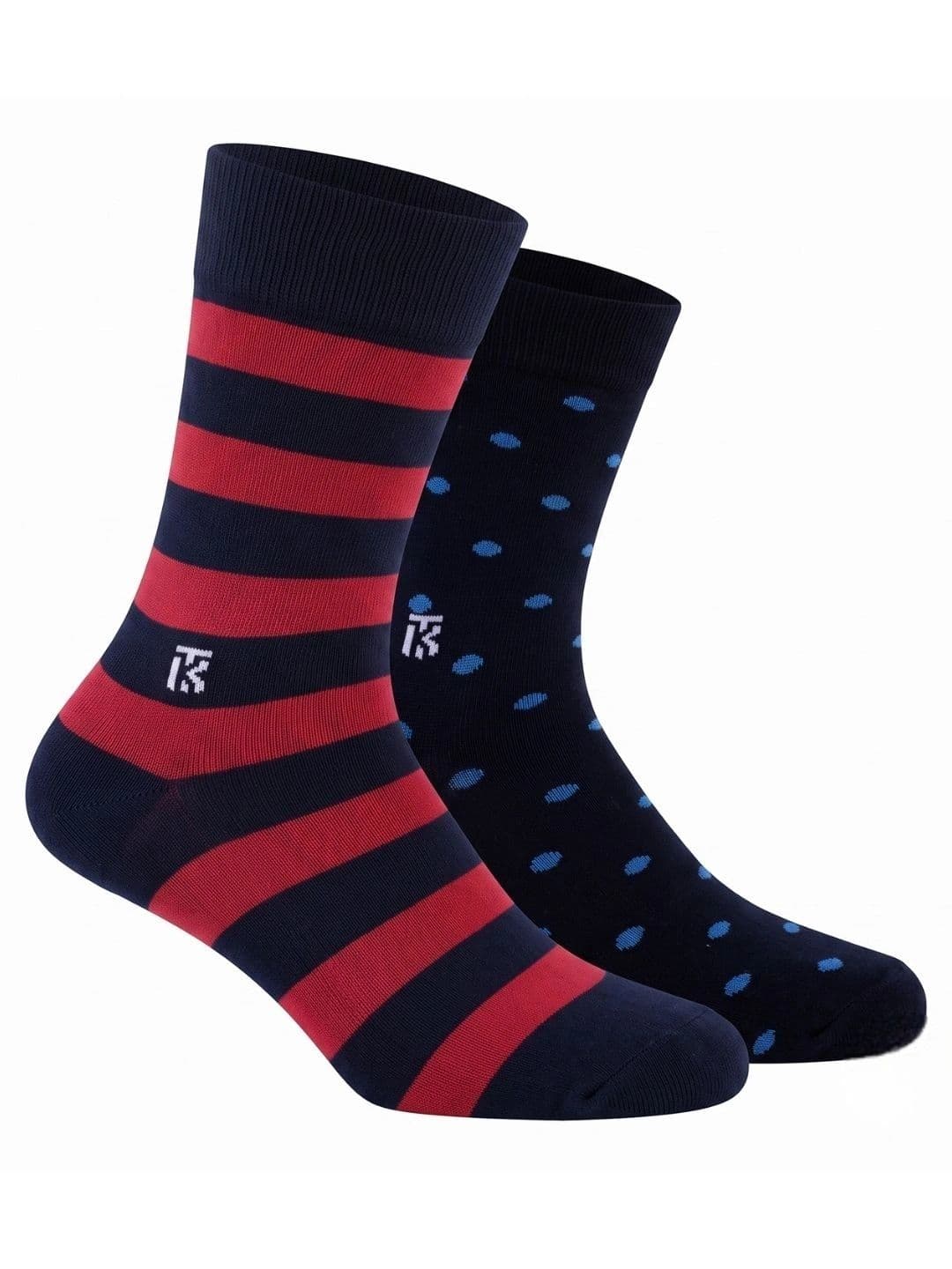 Kikitoes Men Pack of 2 Bamboo Crew Socks Striped Polka Soft Breathable - view 1