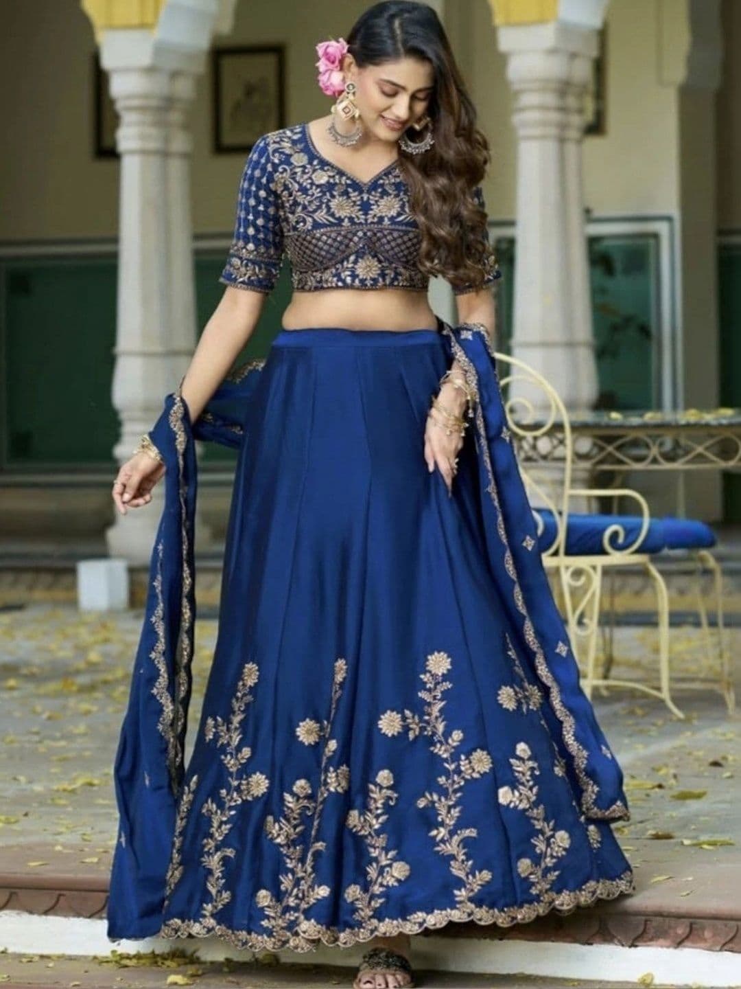 KALINI Embroidered Ready to Wear Lehenga & Unstitched Blouse With Dupatta - view 1