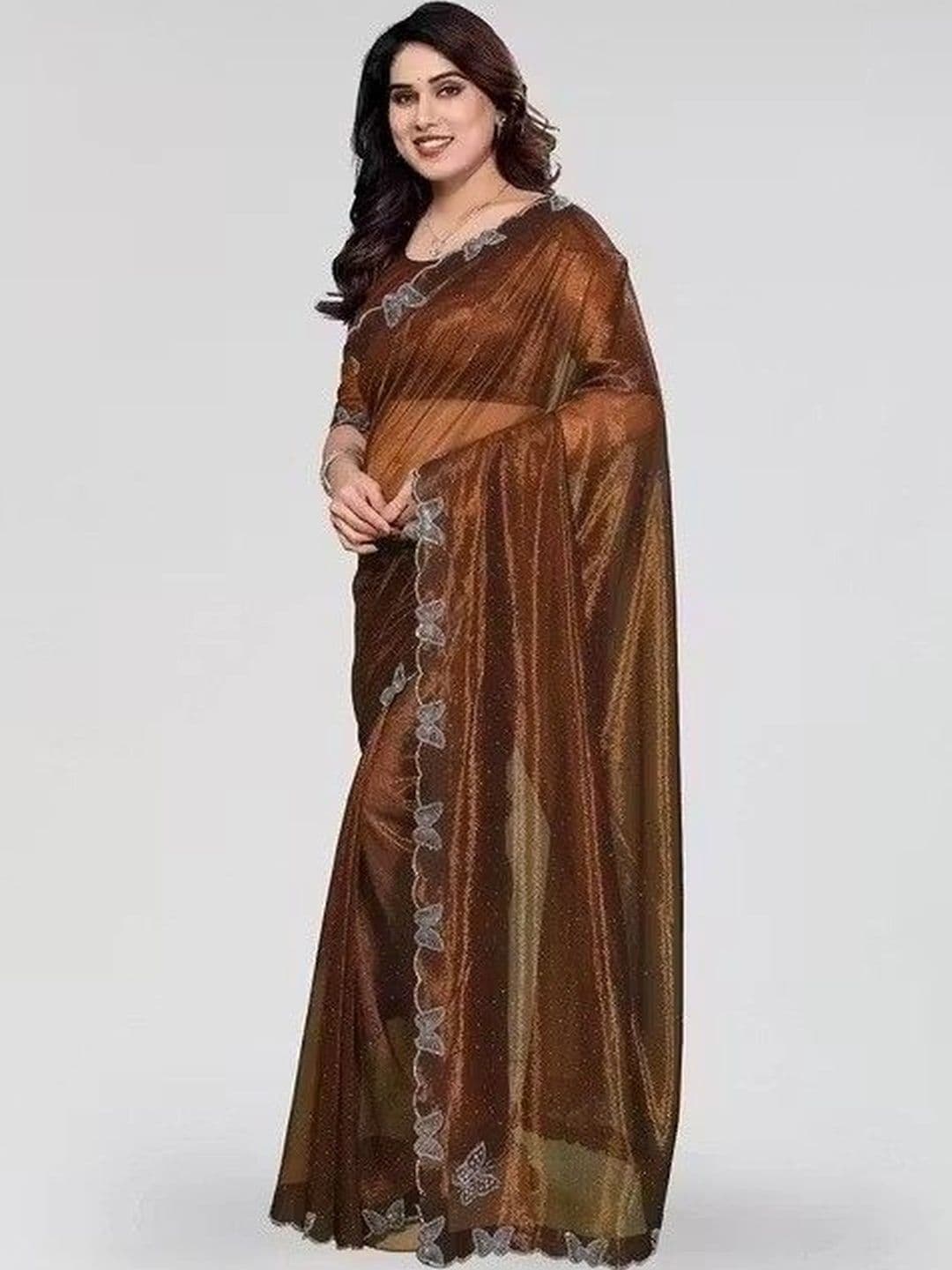 RENBRIZA Embellished Net Saree thumbnail 3