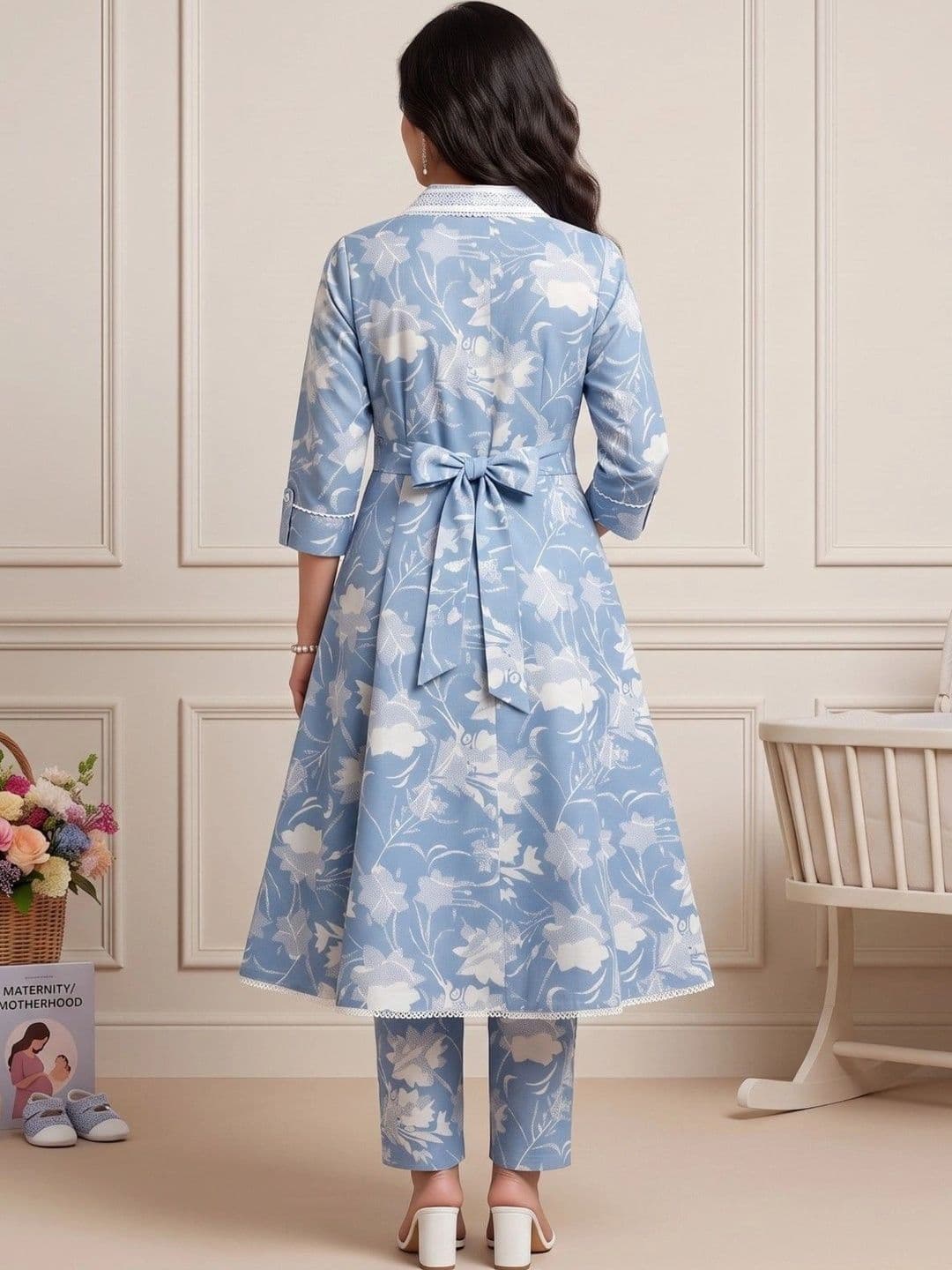 DUMMY SHAPE Women Floral Printed Empire Kurta with Trousers thumbnail 2