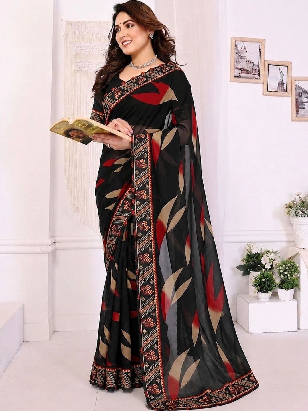 RENBRIZA Poly Georgette Saree thumbnail 3