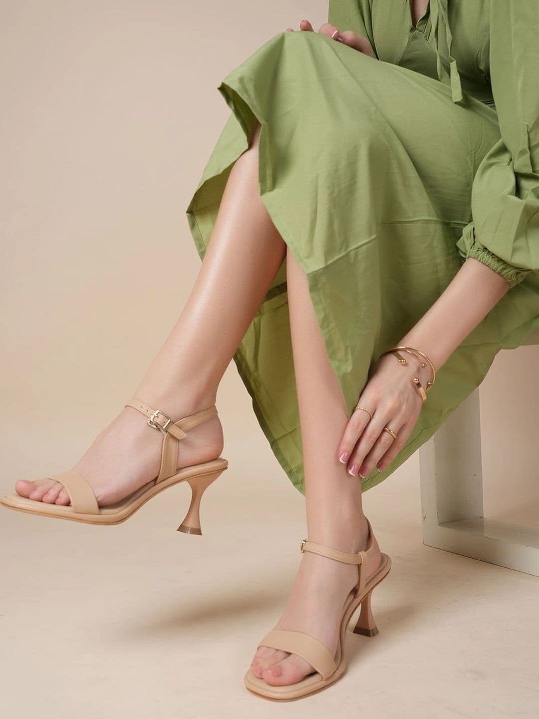 Chemistry Textured PU Slim Heeled Sandals - view 1