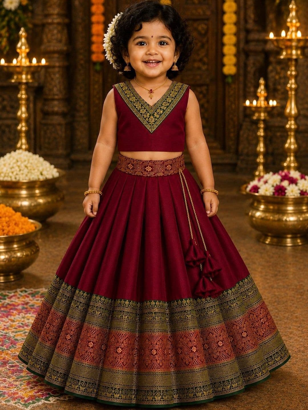 amzira Girls Embroidered Ready to Wear Lehenga & - view 1