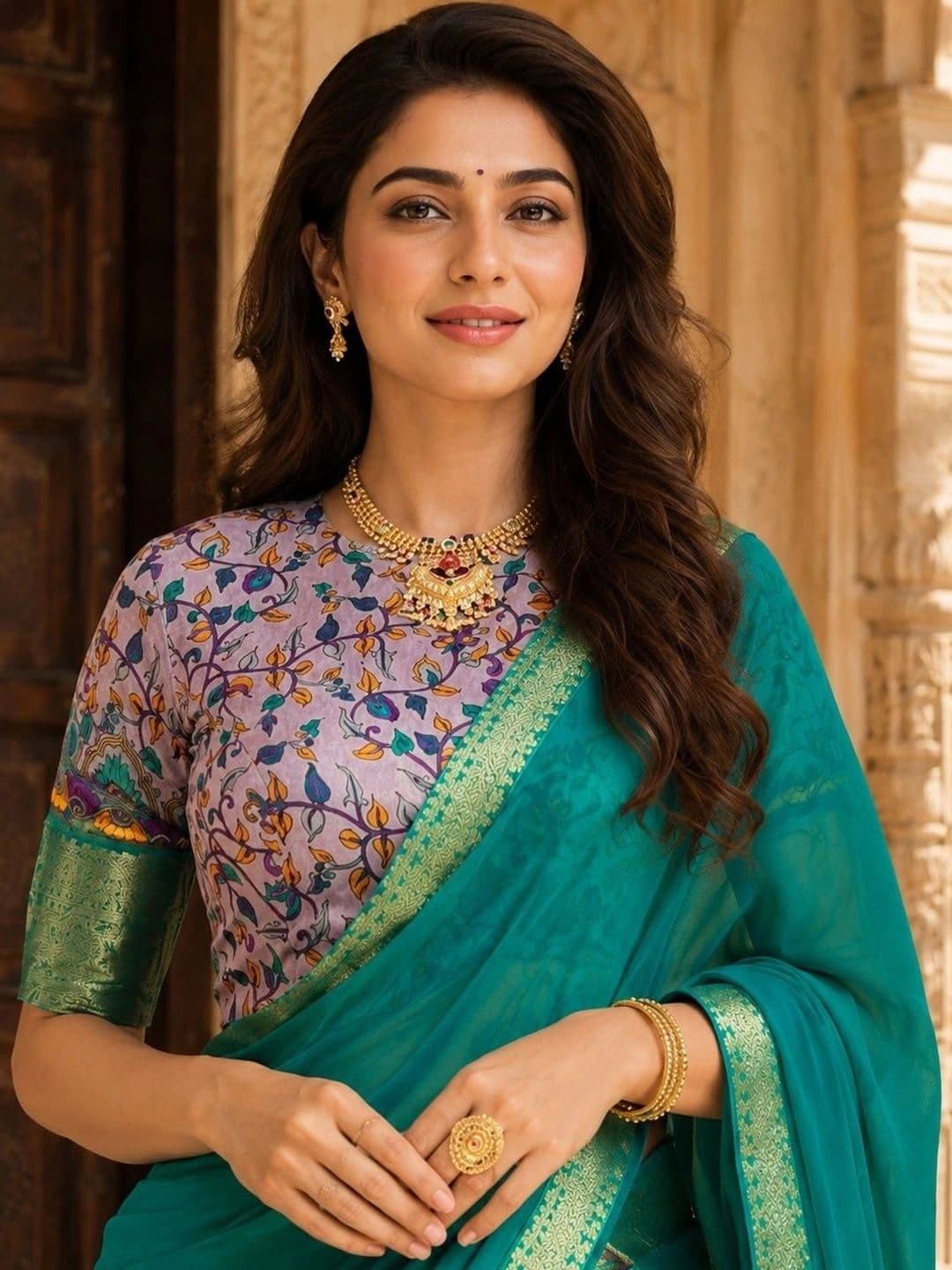 KALINI Printed Ready to Wear Lehenga & Unstitched Blouse With Dupatta thumbnail 4