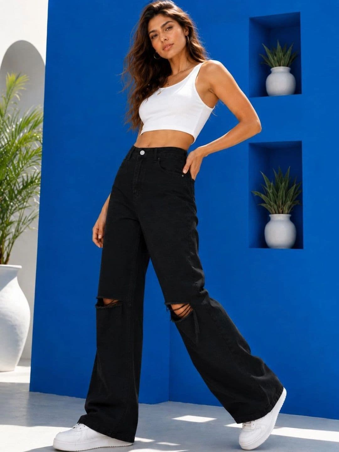 SZN Women Classic Regular Fit Mid-Rise Highly Distressed Stretchable Jeans thumbnail 5