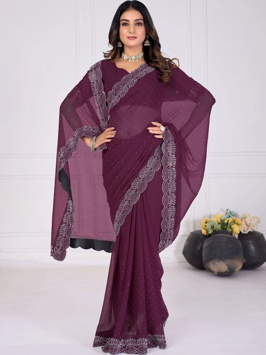 RENBRIZA Poly Georgette Saree thumbnail 7